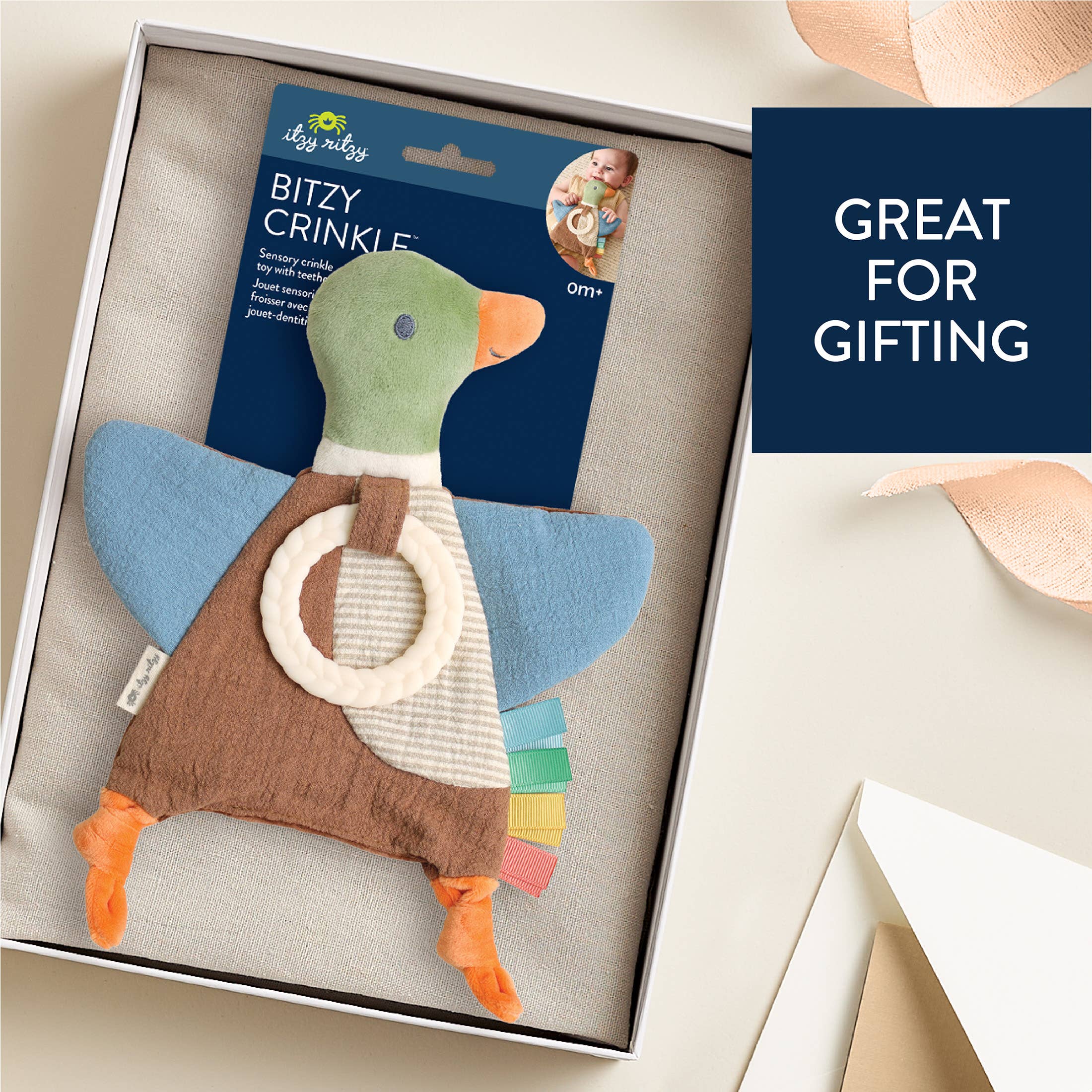 Bitzy Crinkle™ Mallard Duck Sensory Toy