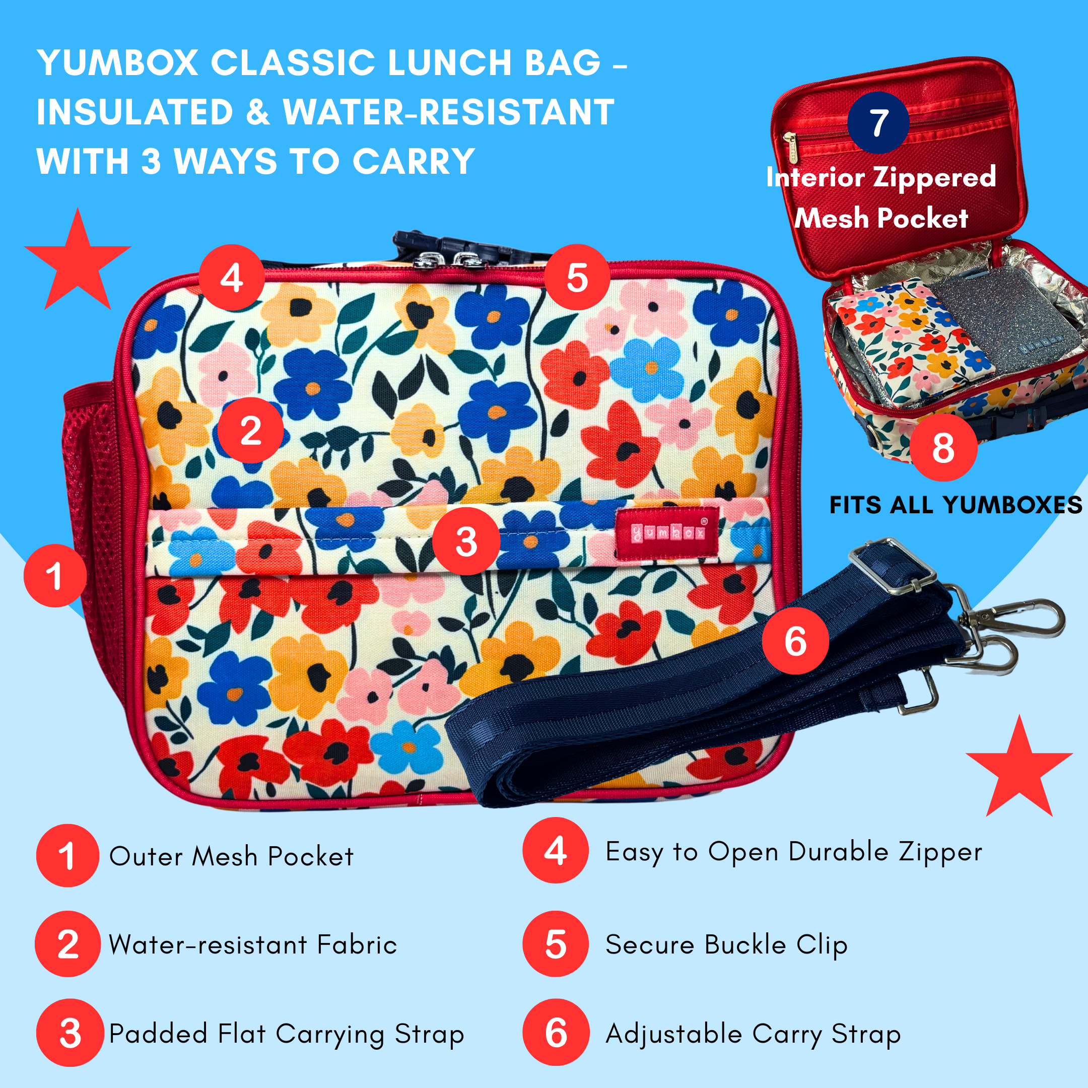 Yumbox Insulated Lunch Bag - Liberty Poppy Flowers Print