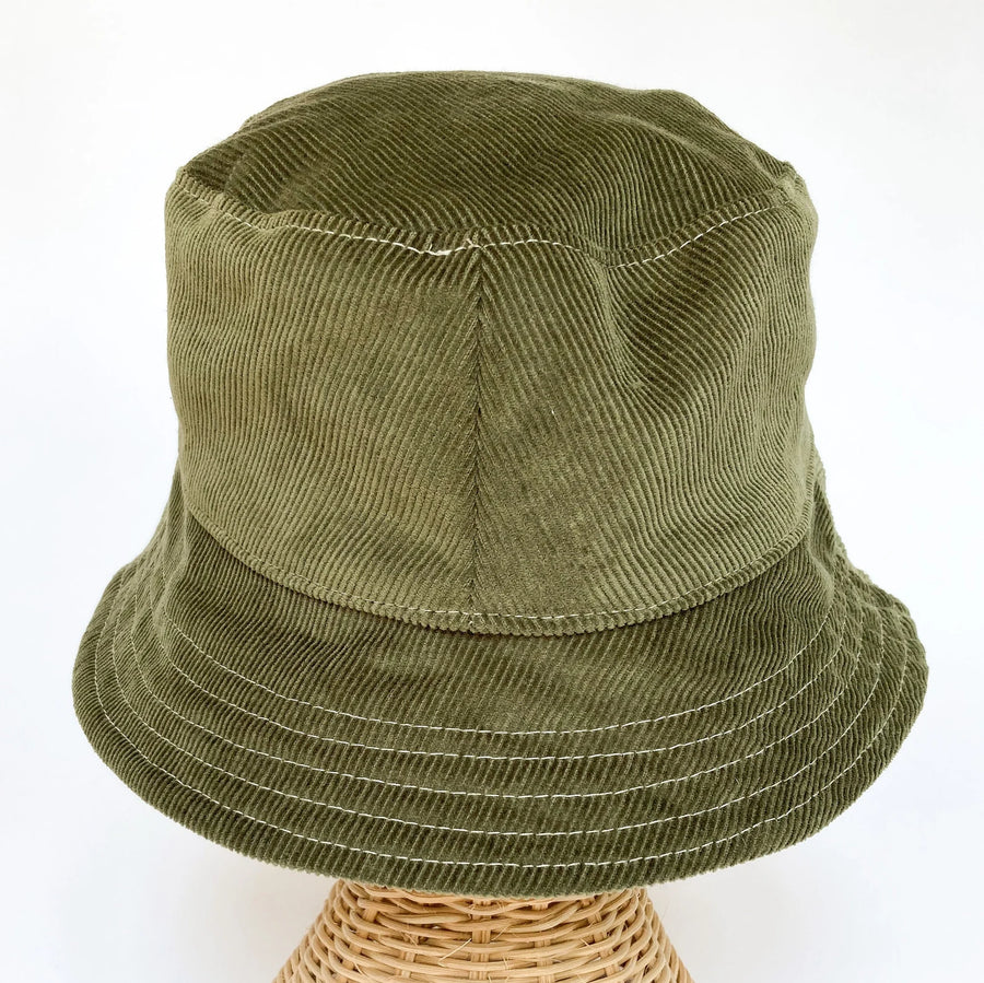 Olive Green Corduroy Bucket Hat
