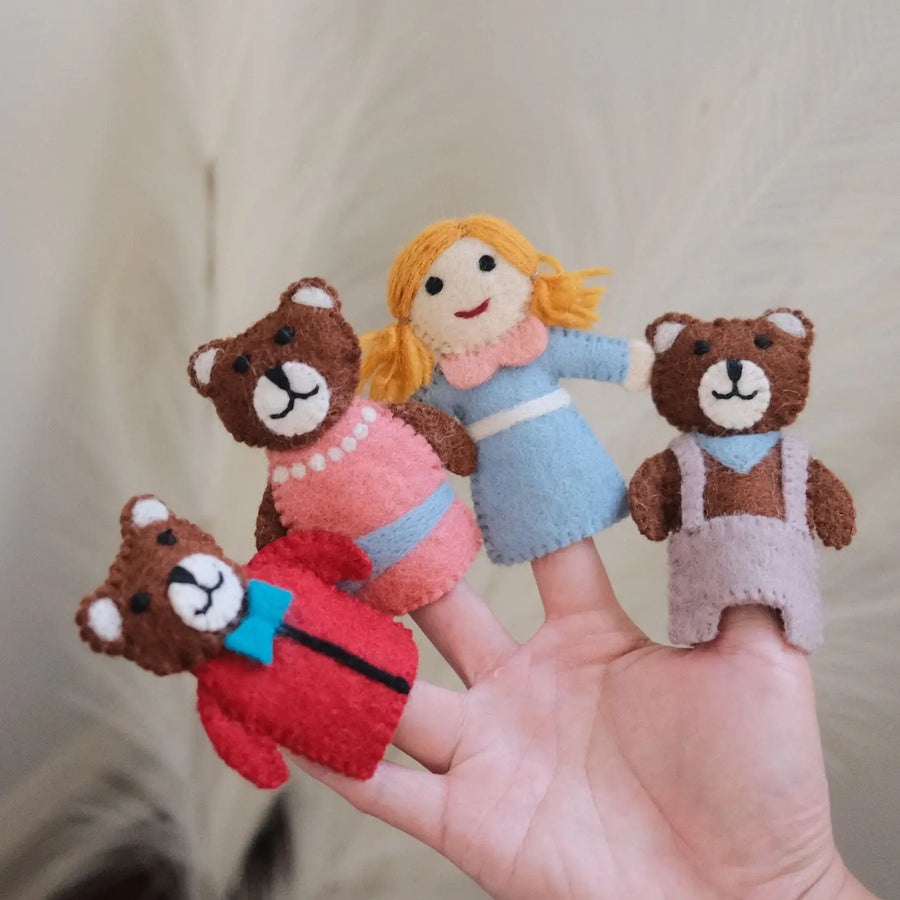 Goldilocks and Bears Felt Finger Puppet Set