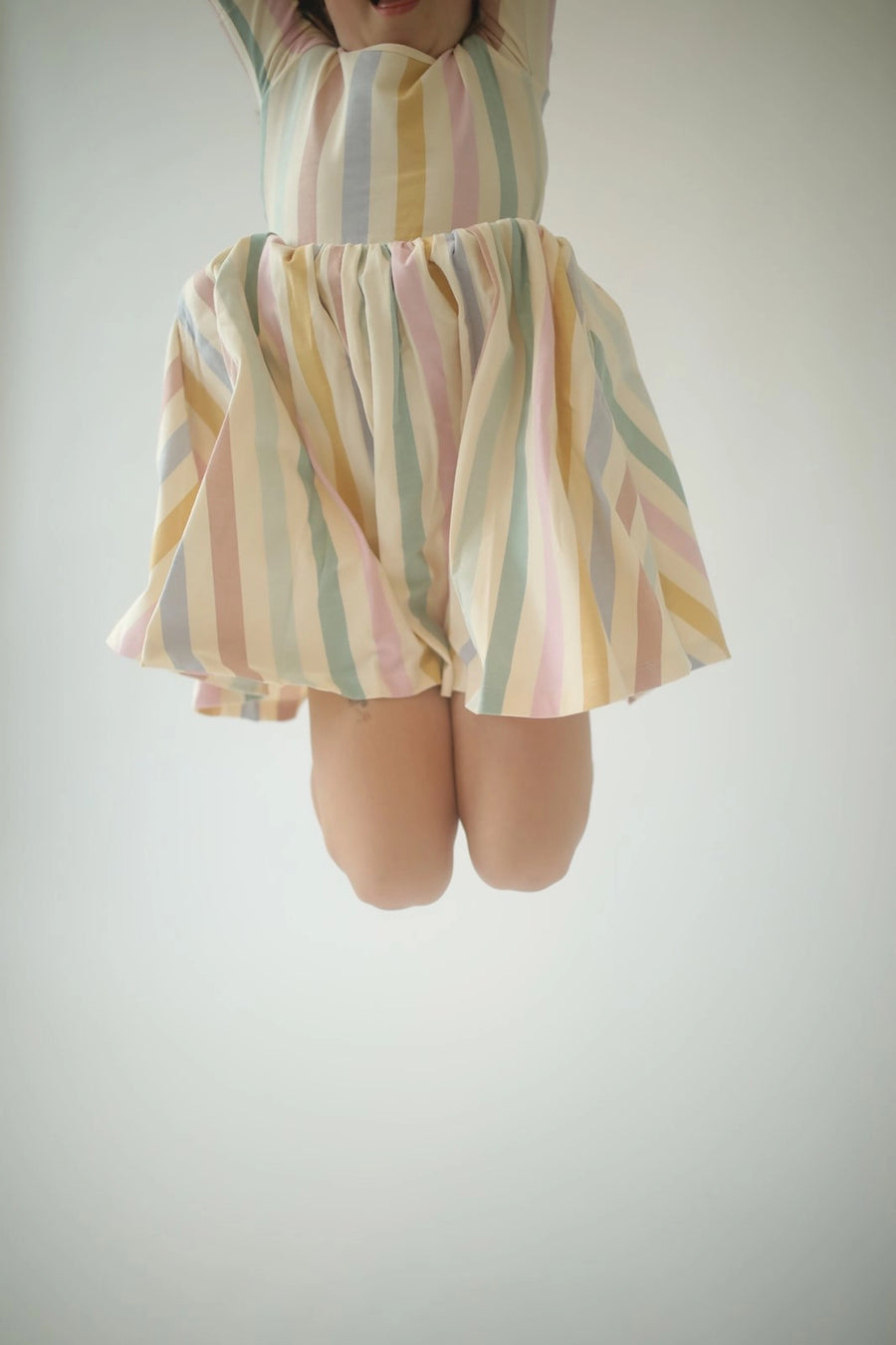 Pastel Stripes Short Sleeve Twirl Dress