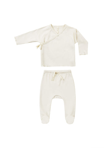 Ivory Wrap Top + Footed Pant Set