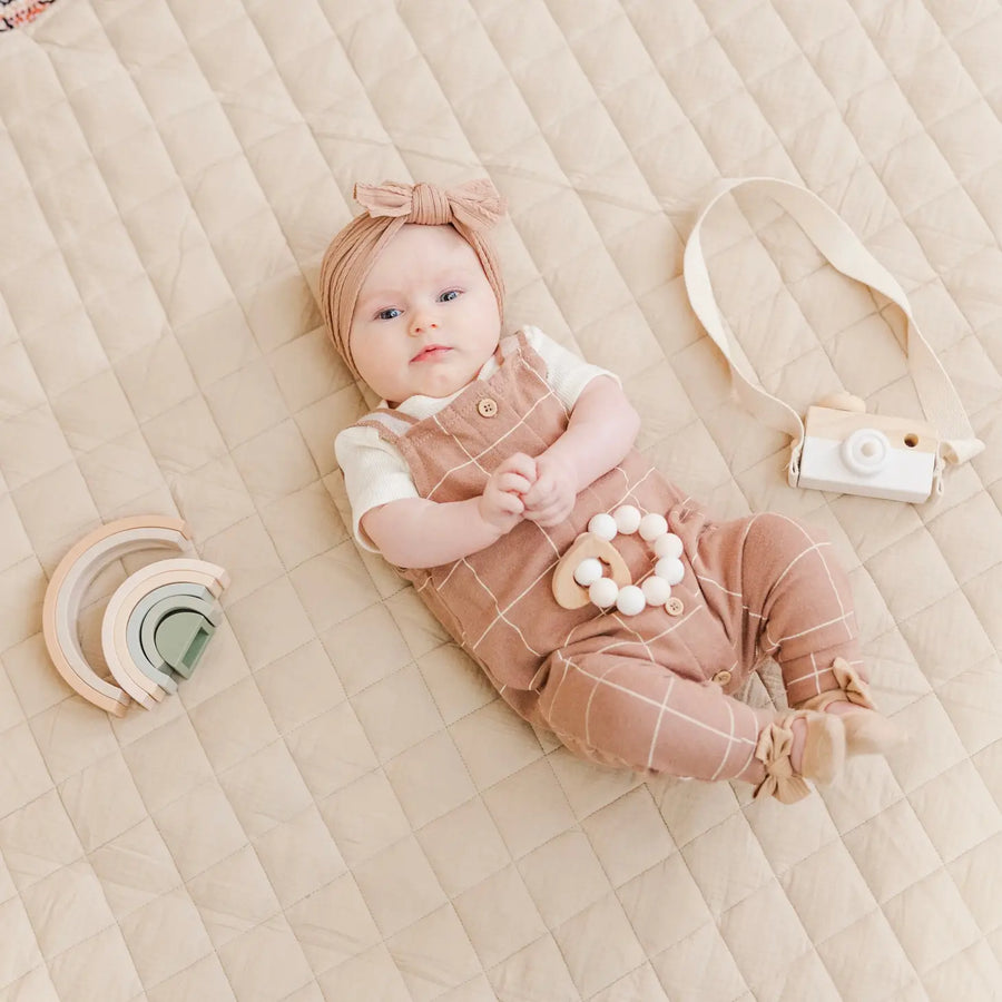 Organic Cotton Quilted Round Play Mat - Tan