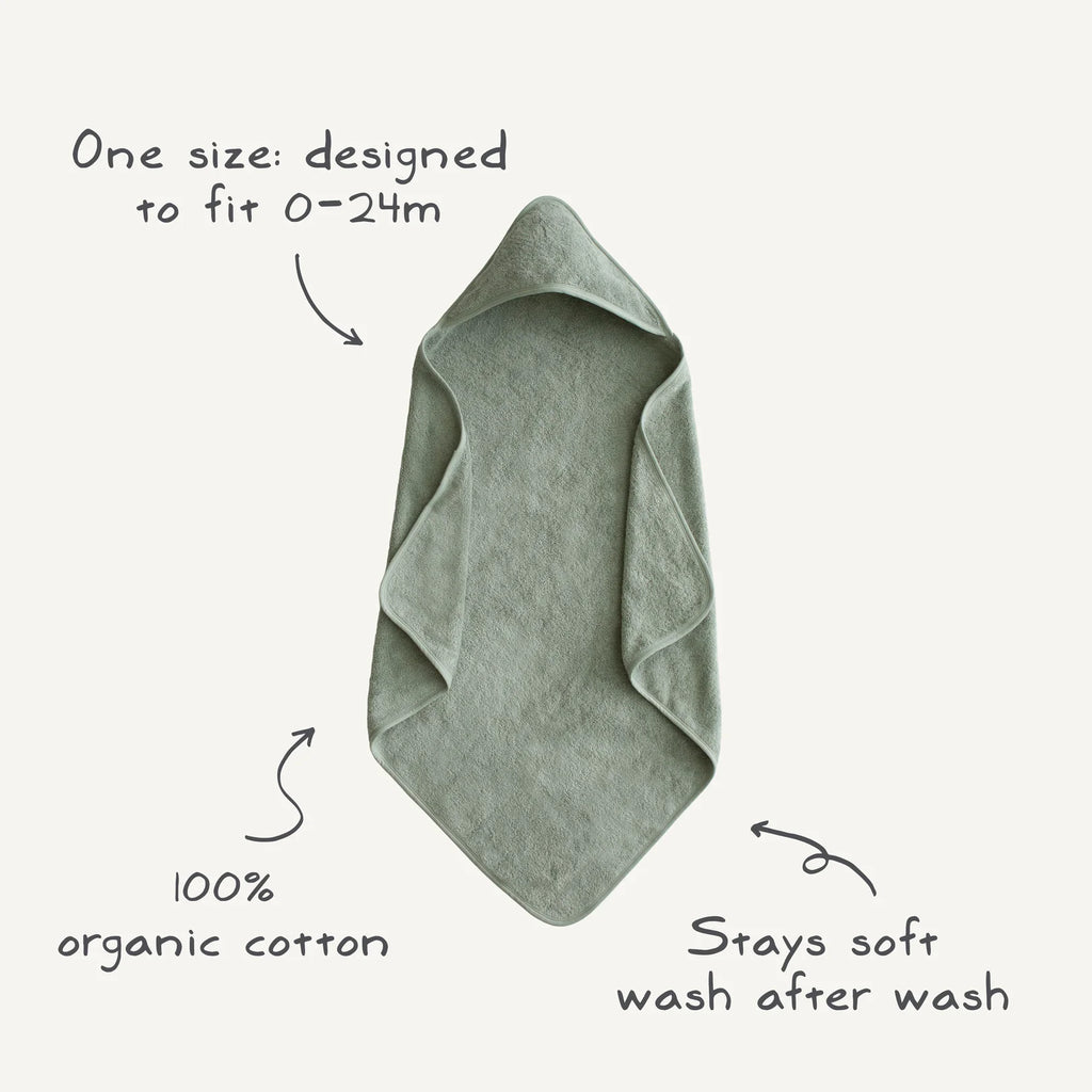 Organic Cotton Baby Hooded Towel - Pearl