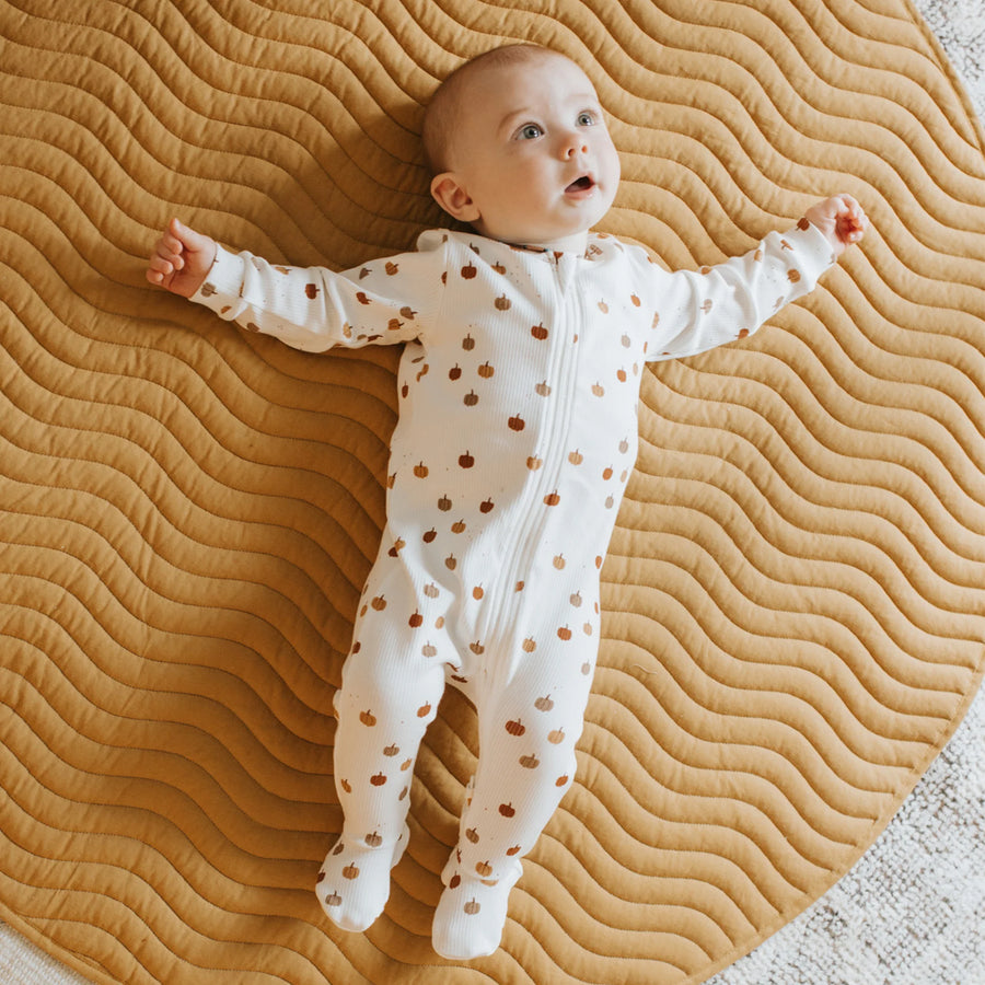 Pumpkin Ribbed Zipper Footie