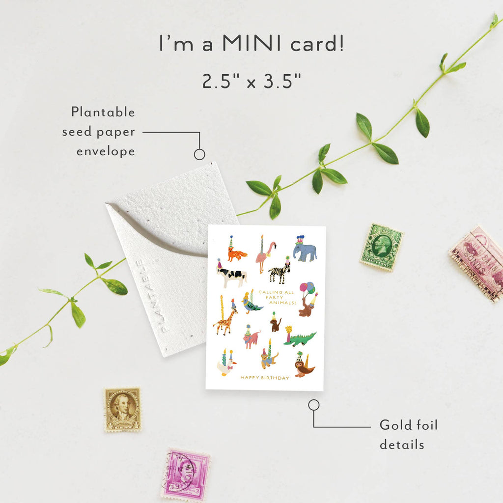 Animal Party Mini Greeting Card