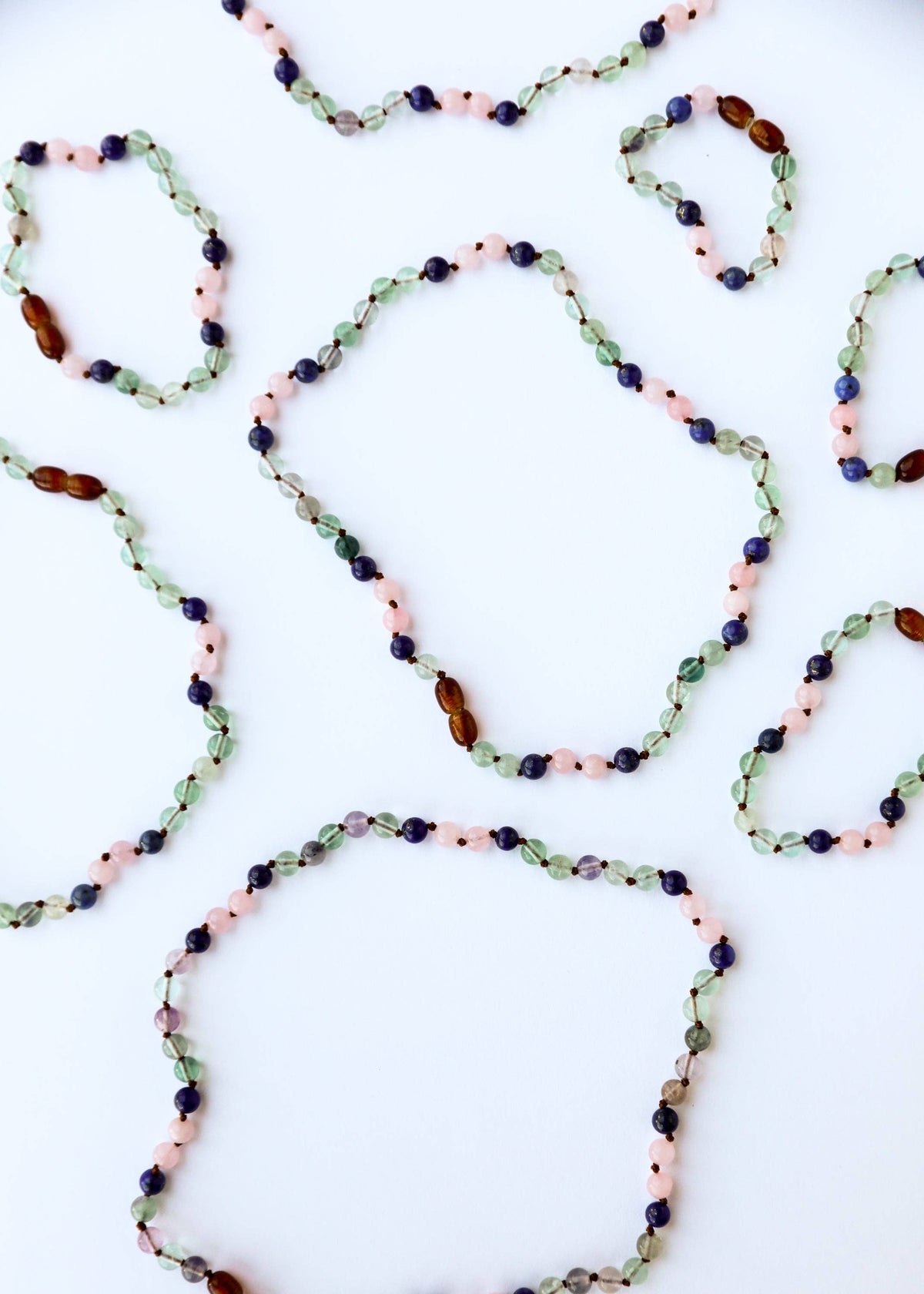 Fluorite + Lapis Lazuli + Rose Quartz Gemstone Necklace