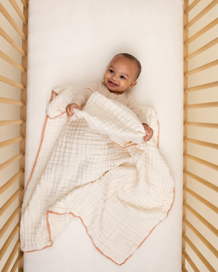 Organic Cotton Lace Baby Blanket - Dusk
