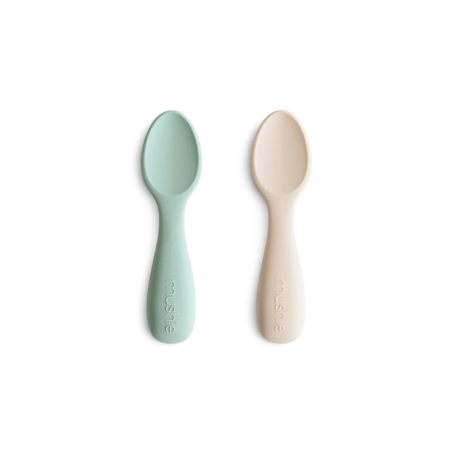 Cambridge Blue & Shifting Sand - Silicone Toddler Starter Spoons