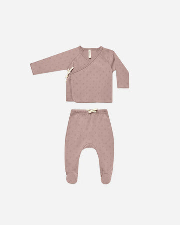 Dotty Wrap Top + Footed Pant Set