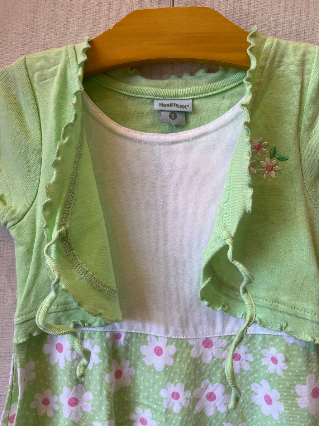 Vintage HealthTex Green Daisy Cardi Dress