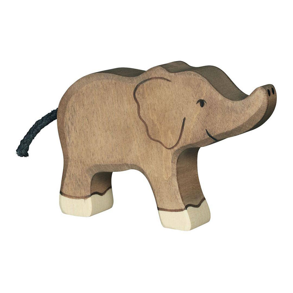 Wooden Small Elephant With Trunk Raised