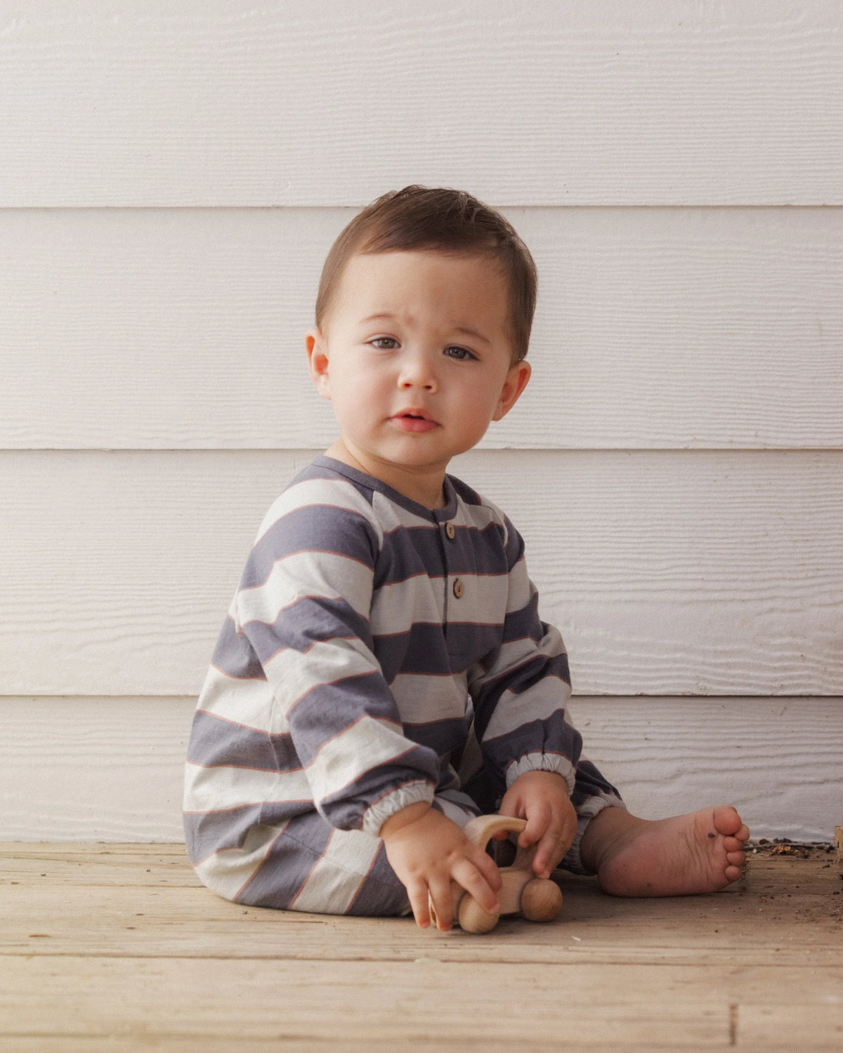 Sage Stripe Henley Romper