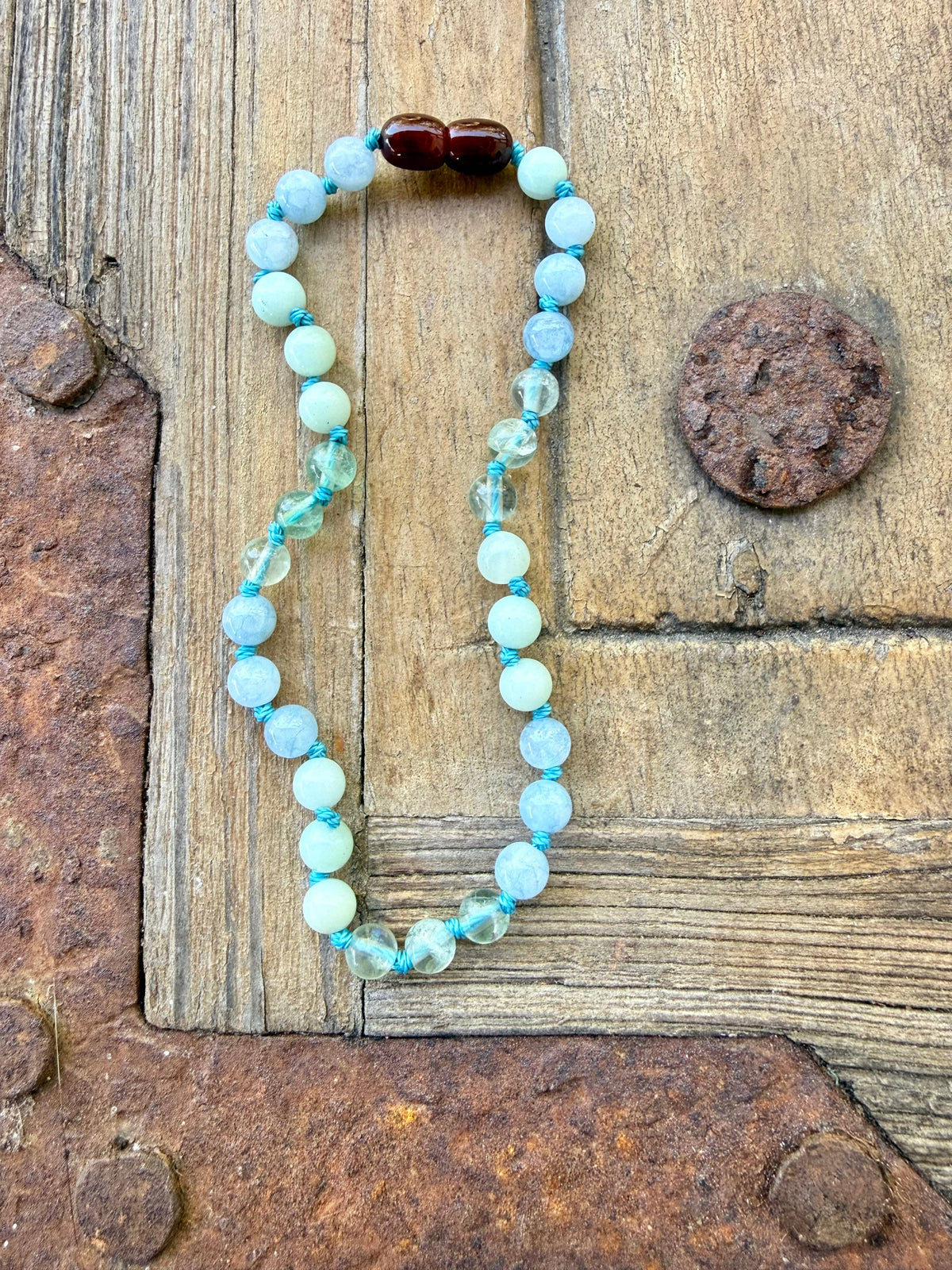 Amazonite + Aquamarine + Fluorite Gemstone Necklace