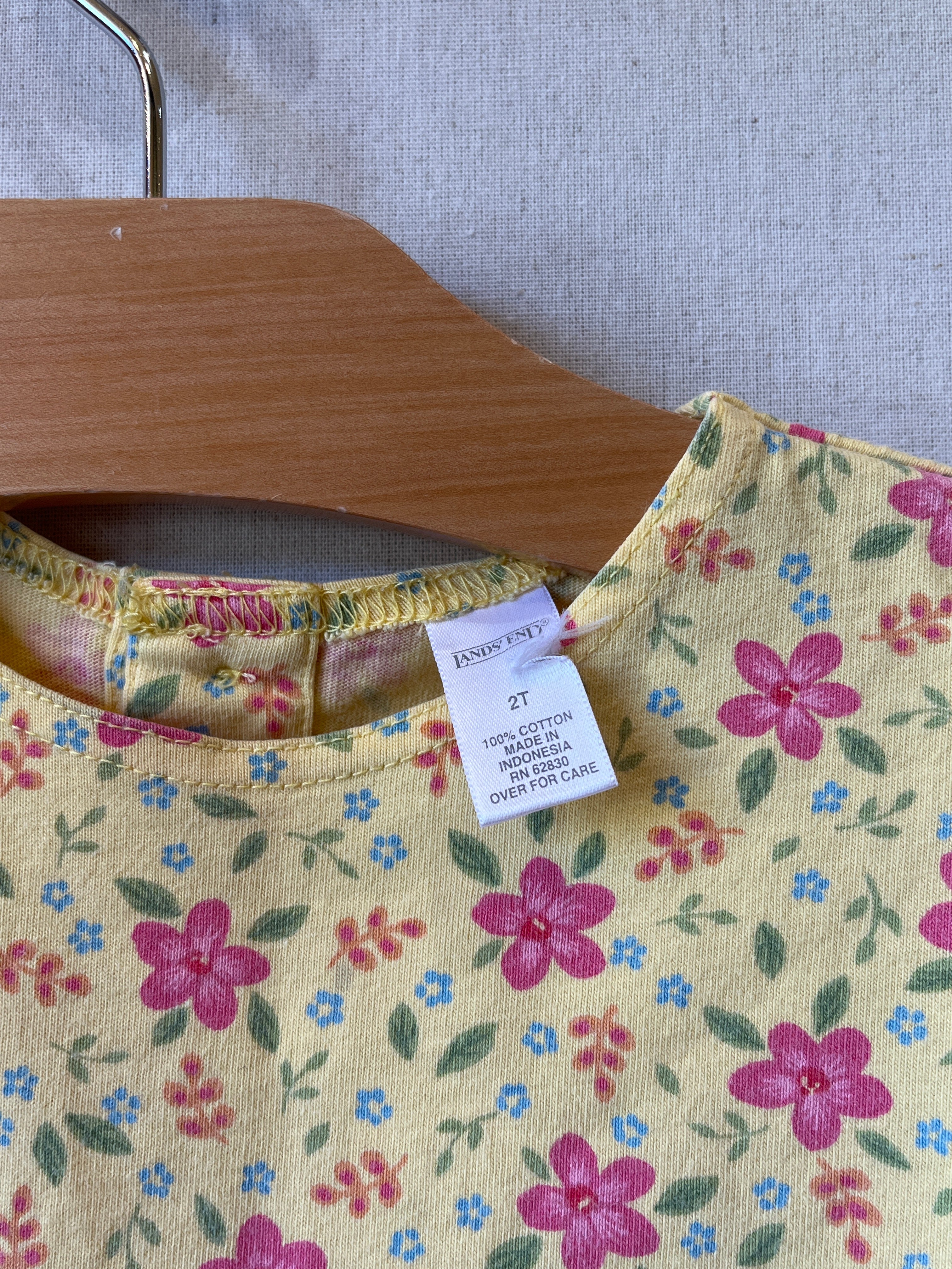 Vintage Land's End Yellow Floral Romper