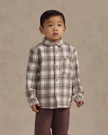 Blue Flannel Long Sleeve Collared Shirt
