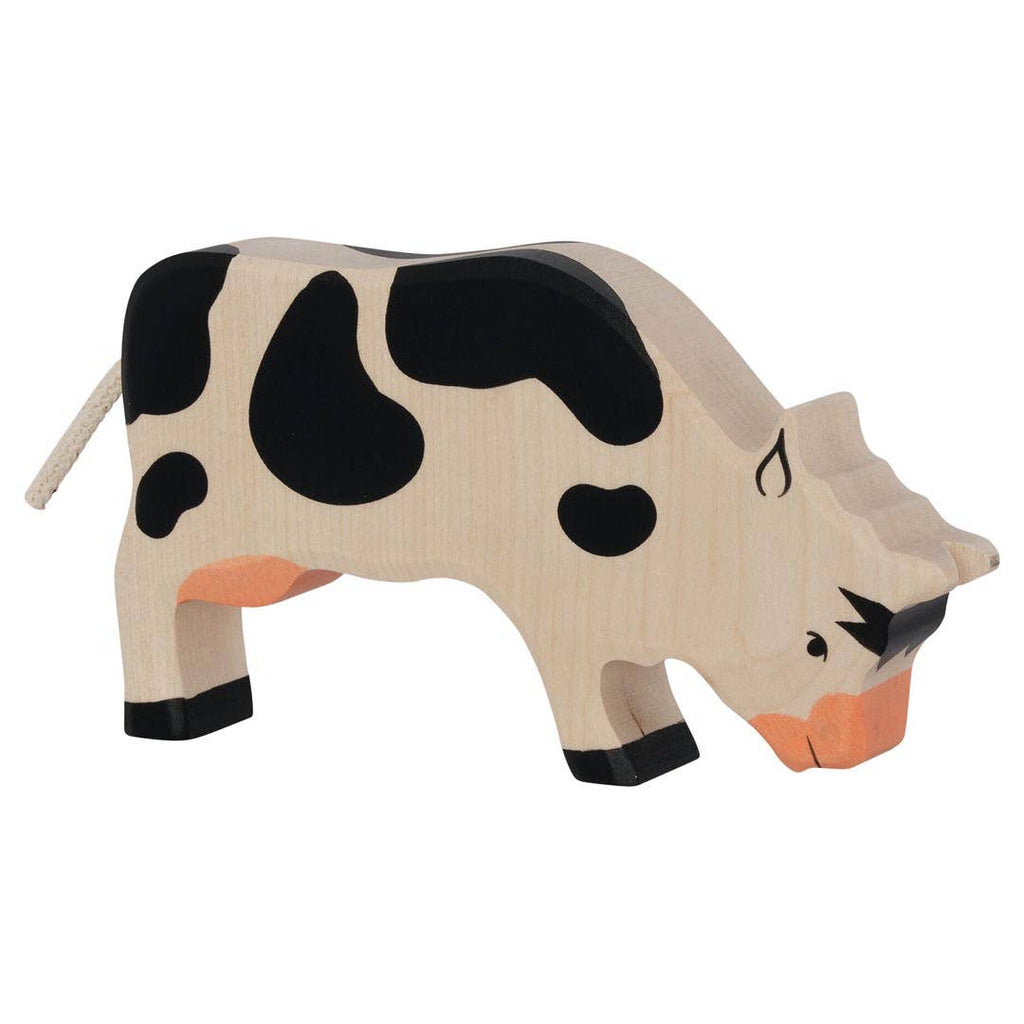 Wooden Grazing Black Cow