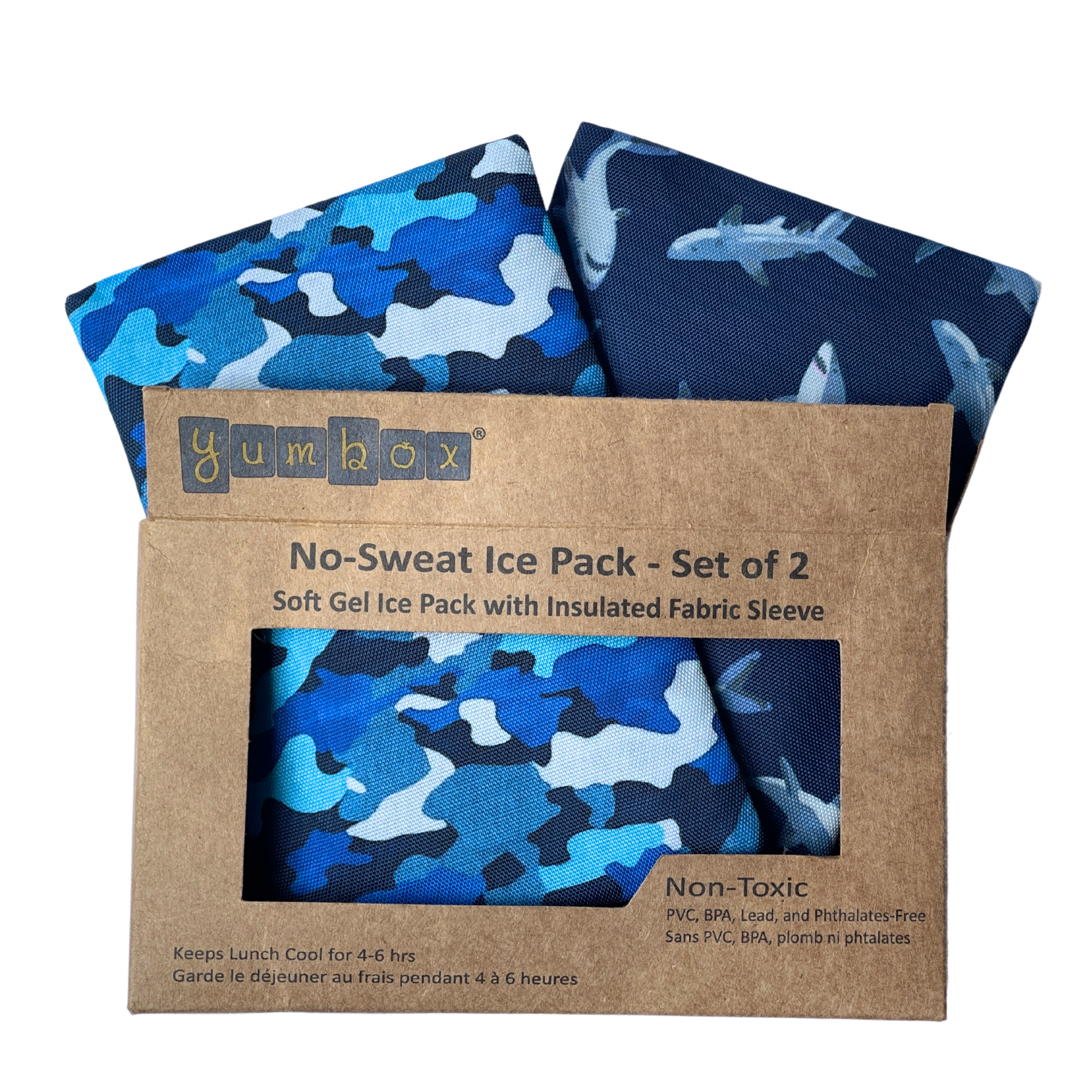 Gel Ice Packs 2-Pack - Sharks & Camouflage