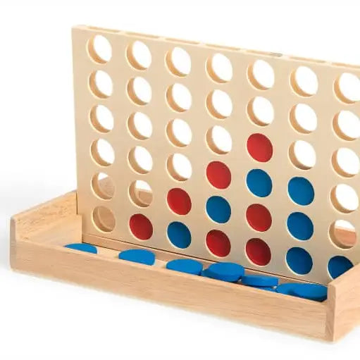 “4 in A Row” Wooden Board Game