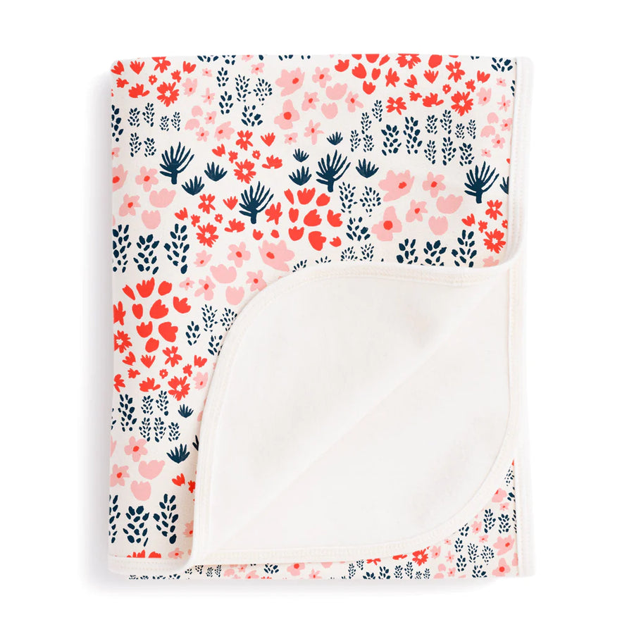 French Terry Blanket - Red, Pink & Navy Meadow