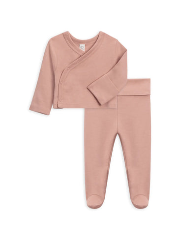 Organic Cotton Baby Kimono Top &  Pant Set - Blush