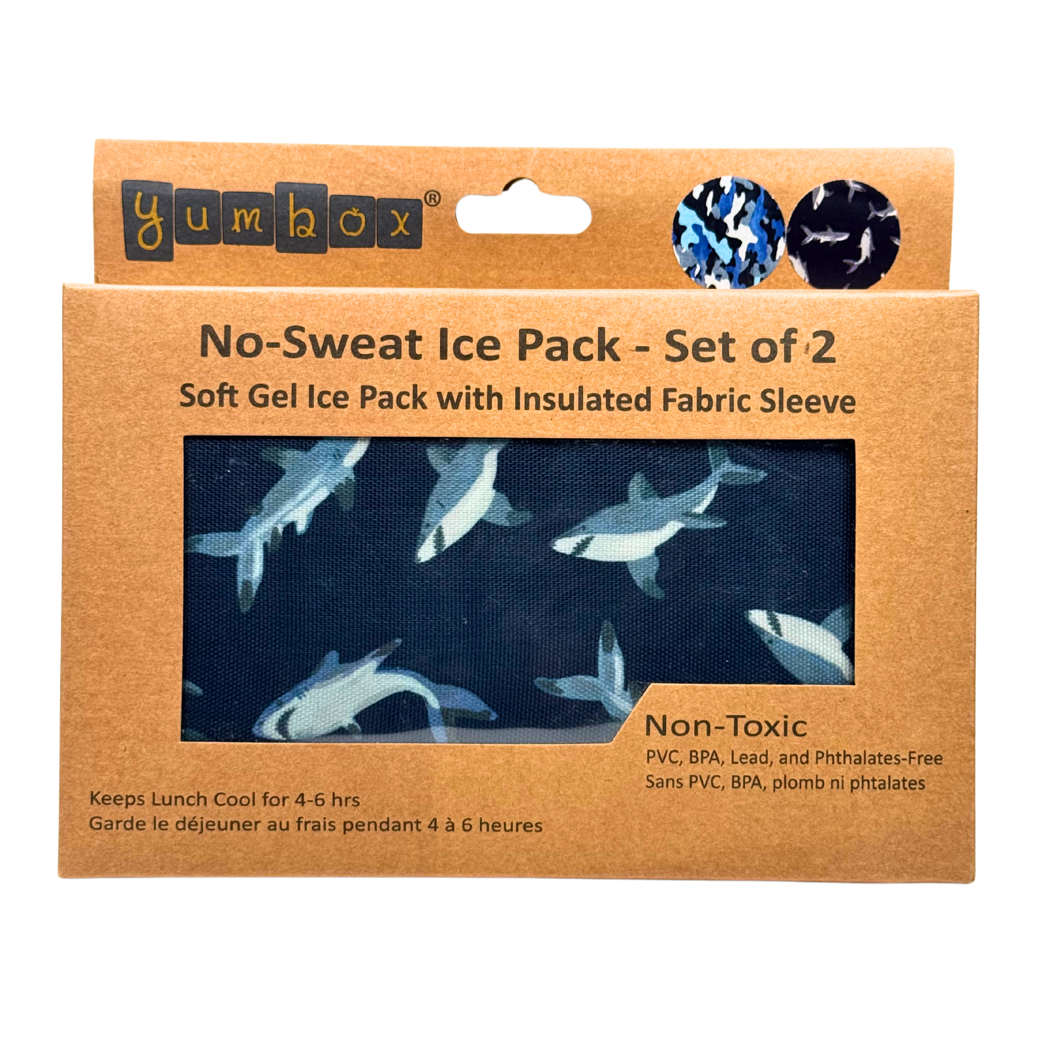 Gel Ice Packs 2-Pack - Sharks & Camouflage