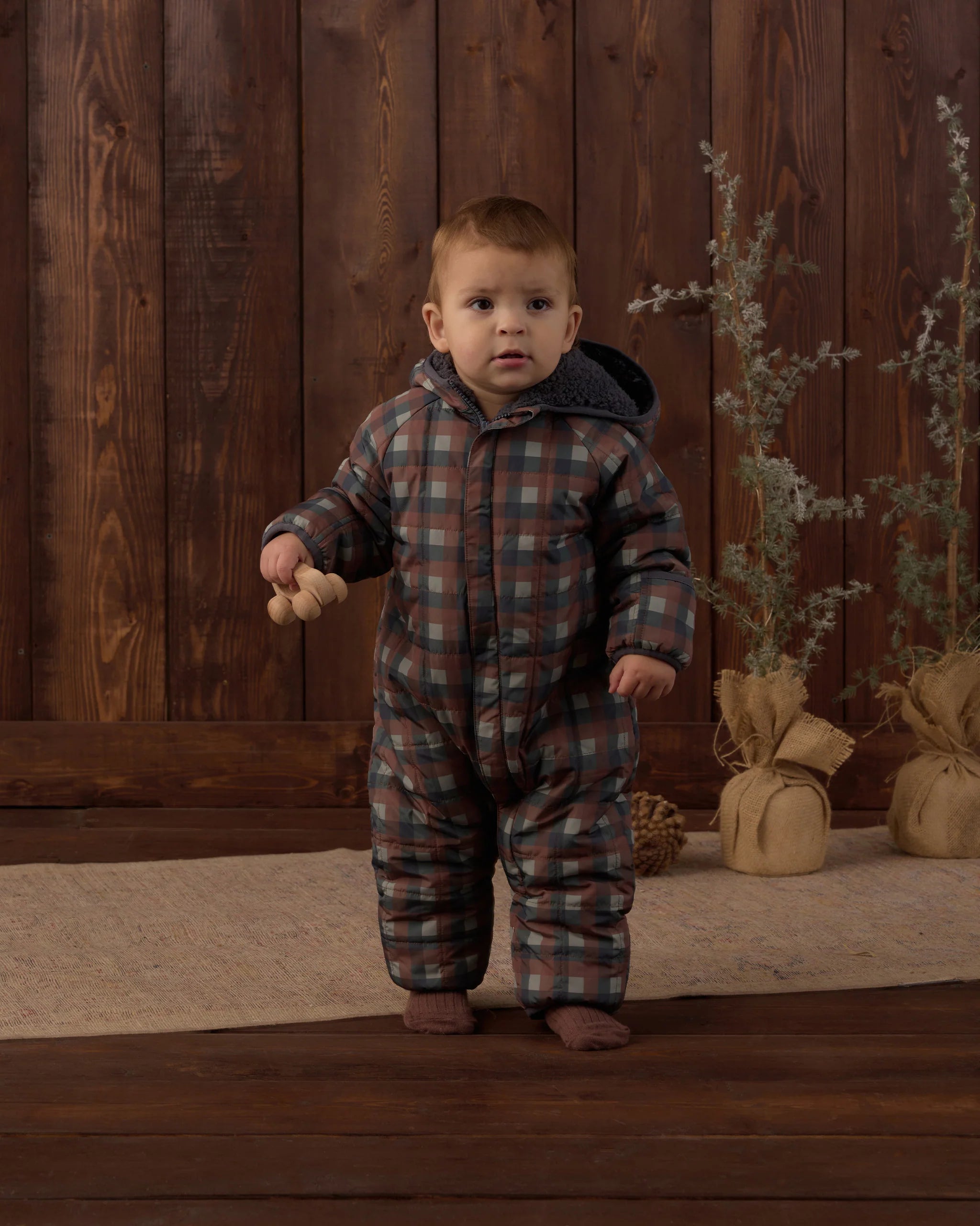 Midnight Check Cedar Puffer Suit