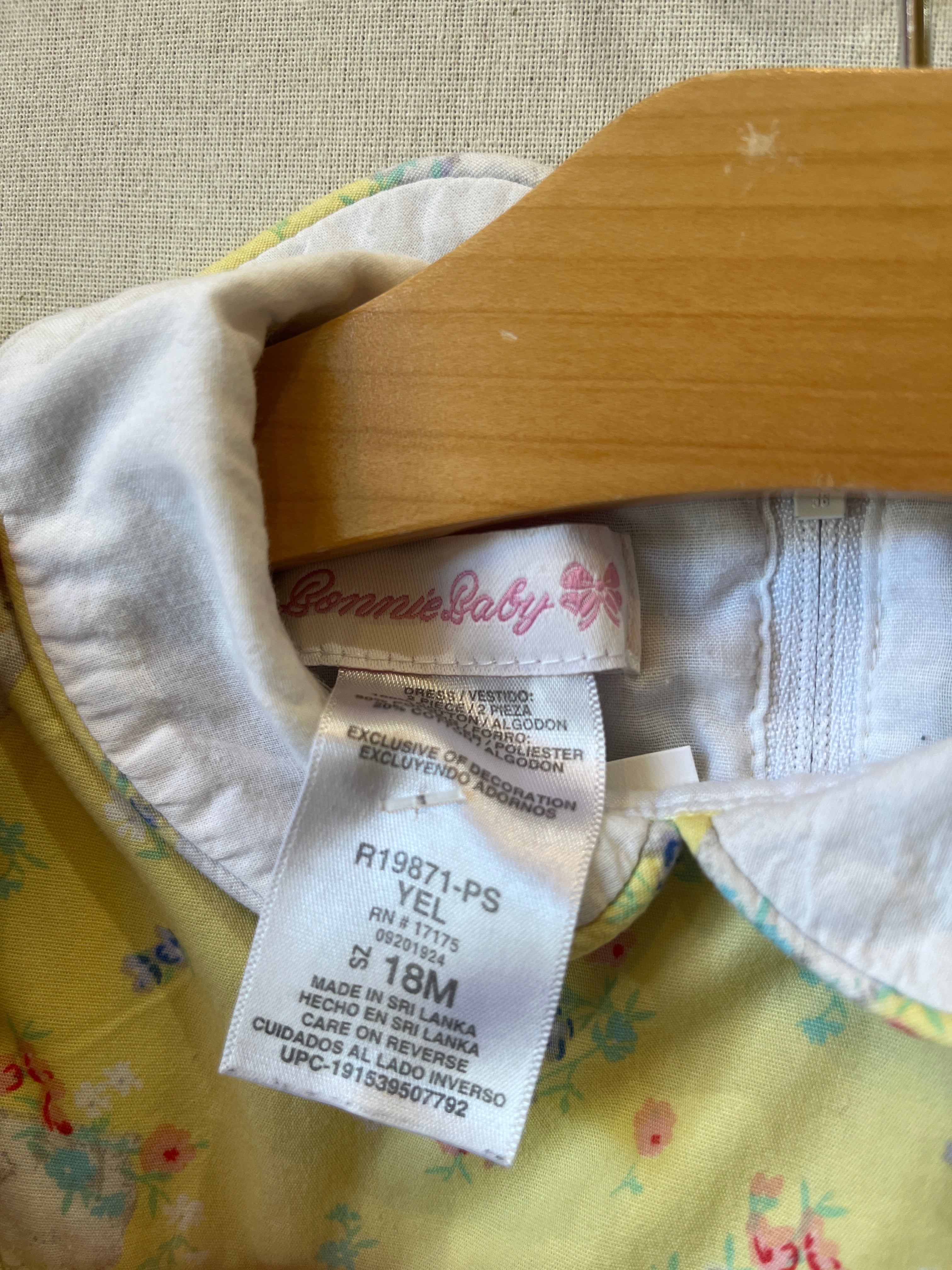 Vintage Bonnie Baby Yellow Bunnies Dress