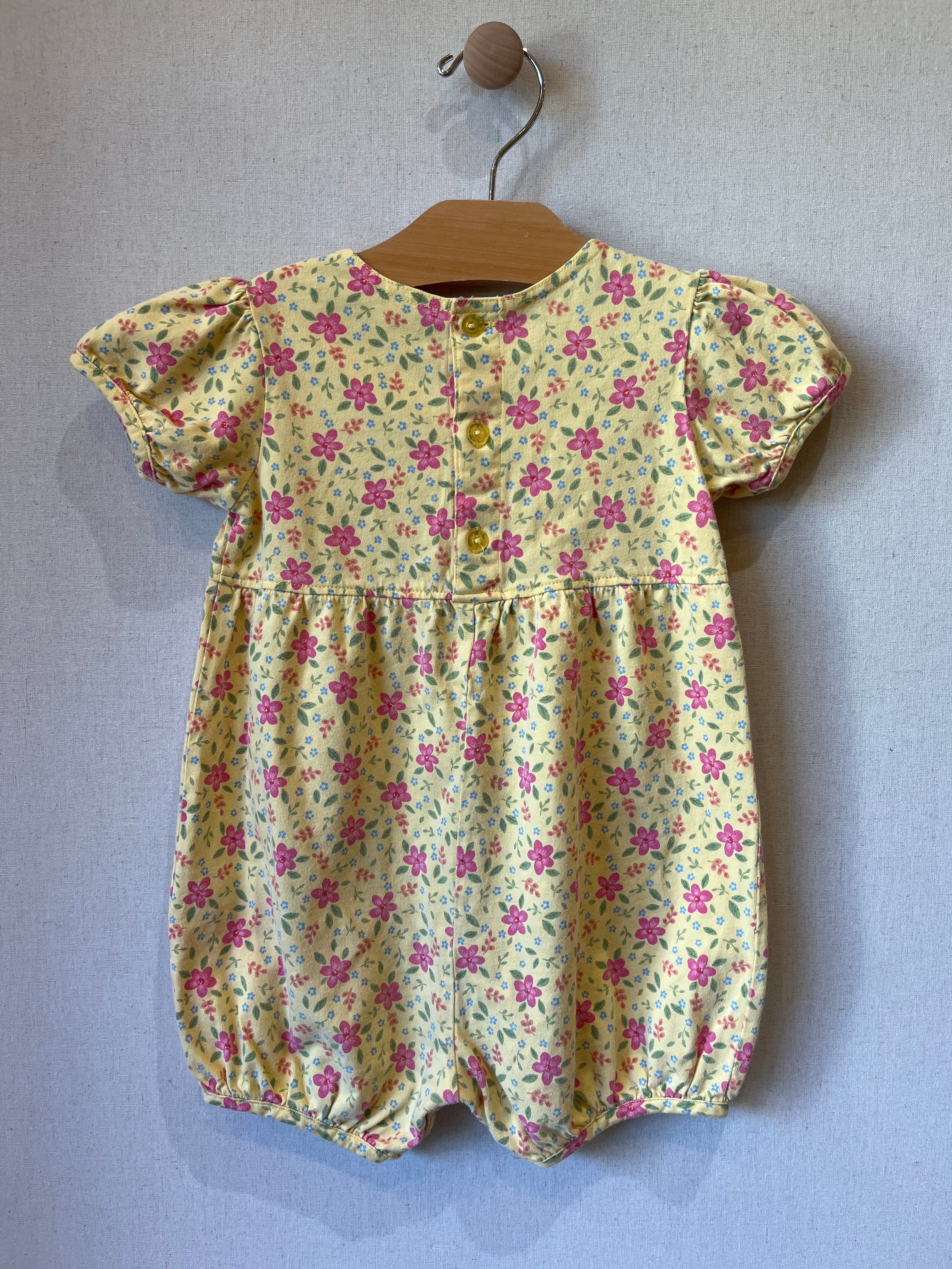 Vintage Land's End Yellow Floral Romper
