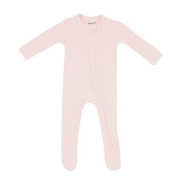 Blush Bamboo Ribbed Zipper Footie