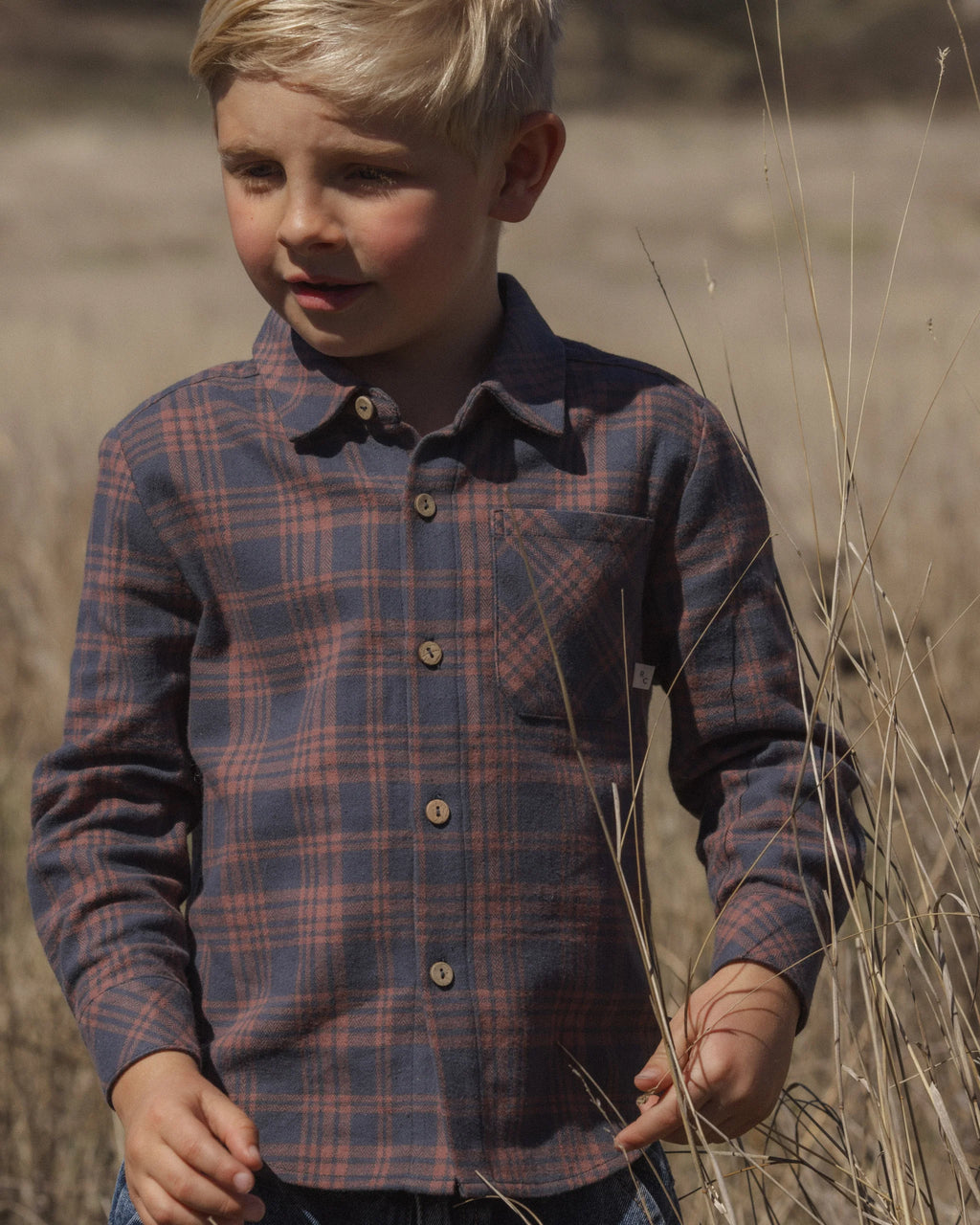 Midnight Plaid Collared Long Sleeve Shirt