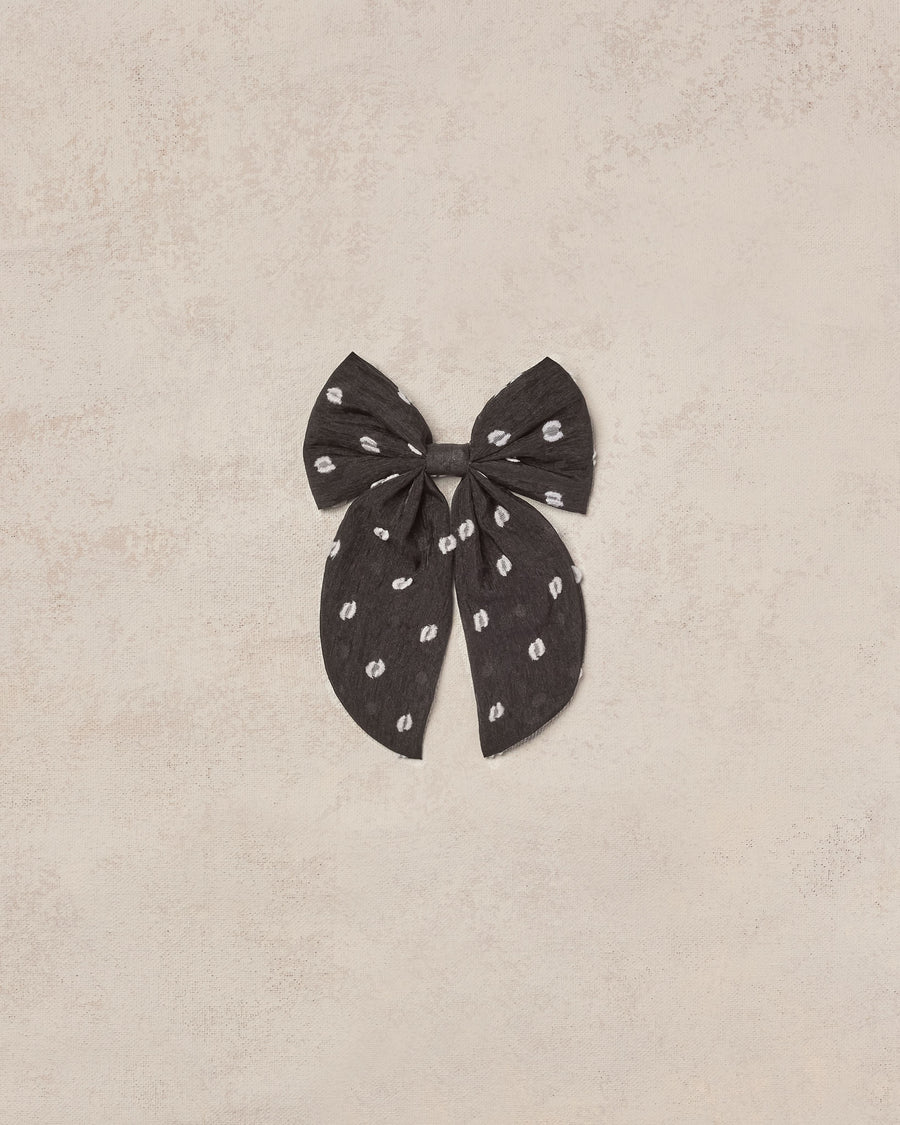 Black & Ivory Dot Oversized Bow
