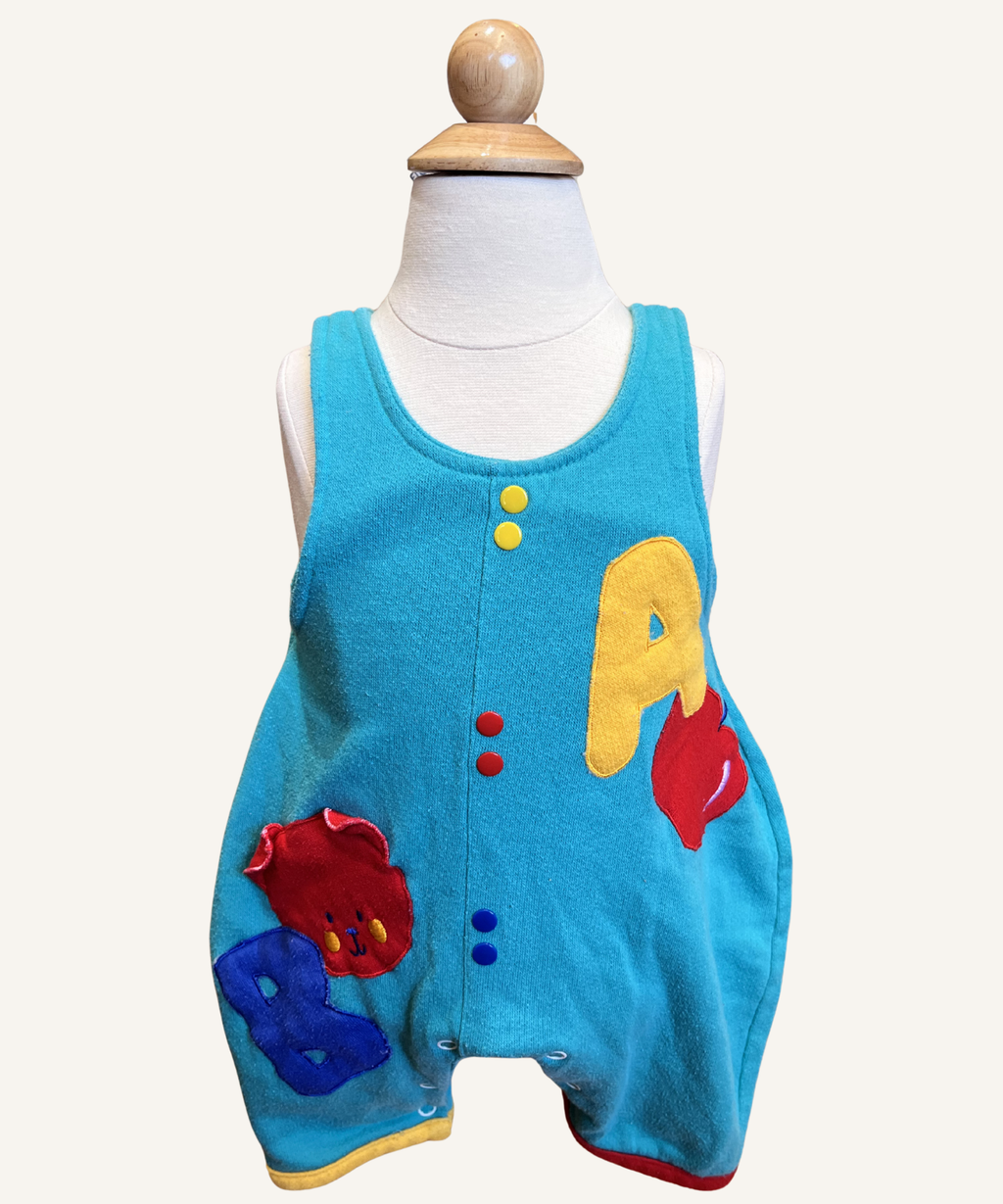 Vintage Alphabet Bubble Overalls