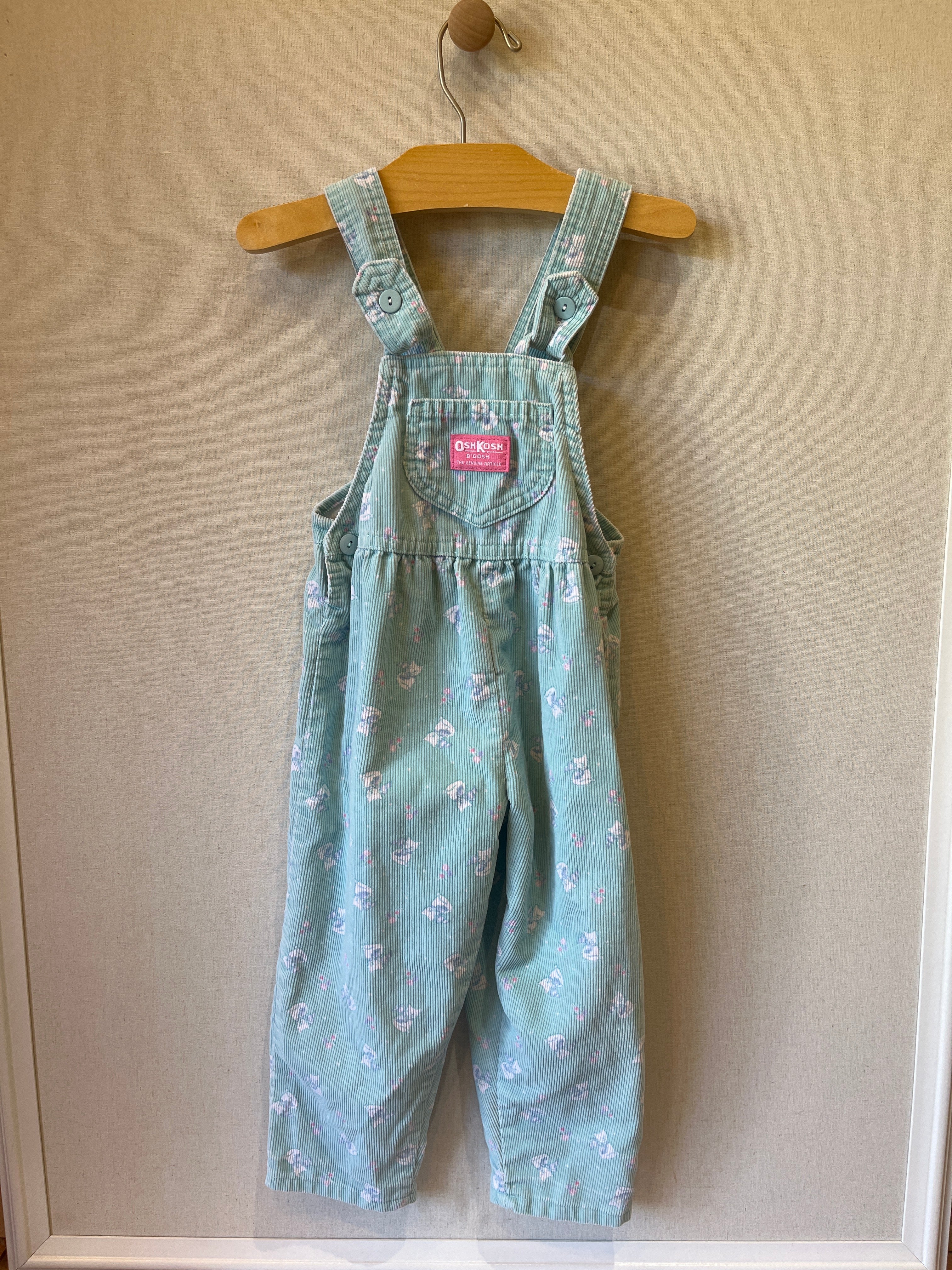 Vintage OshKosh Blue Kitties Cord Overalls