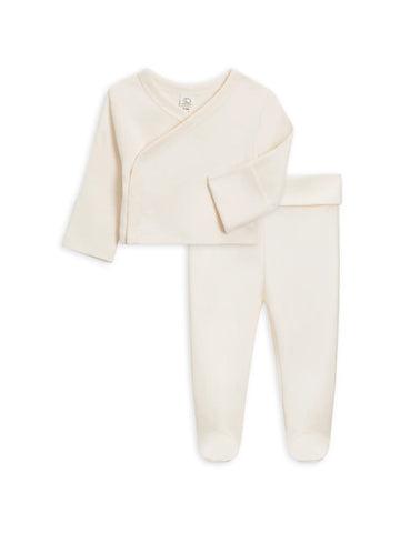 Organic Cotton Baby Kimono Top &  Pant Set - Ivory