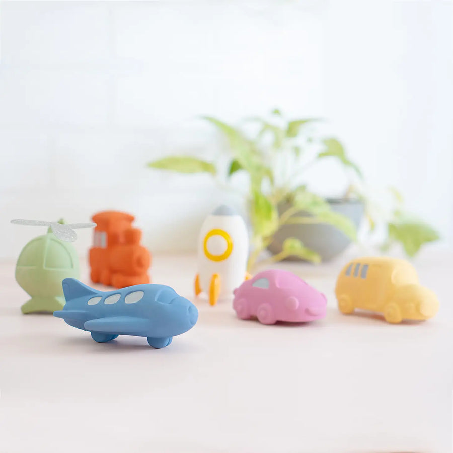 Bus Natural Rubber Teether, Rattle & Bath Toy