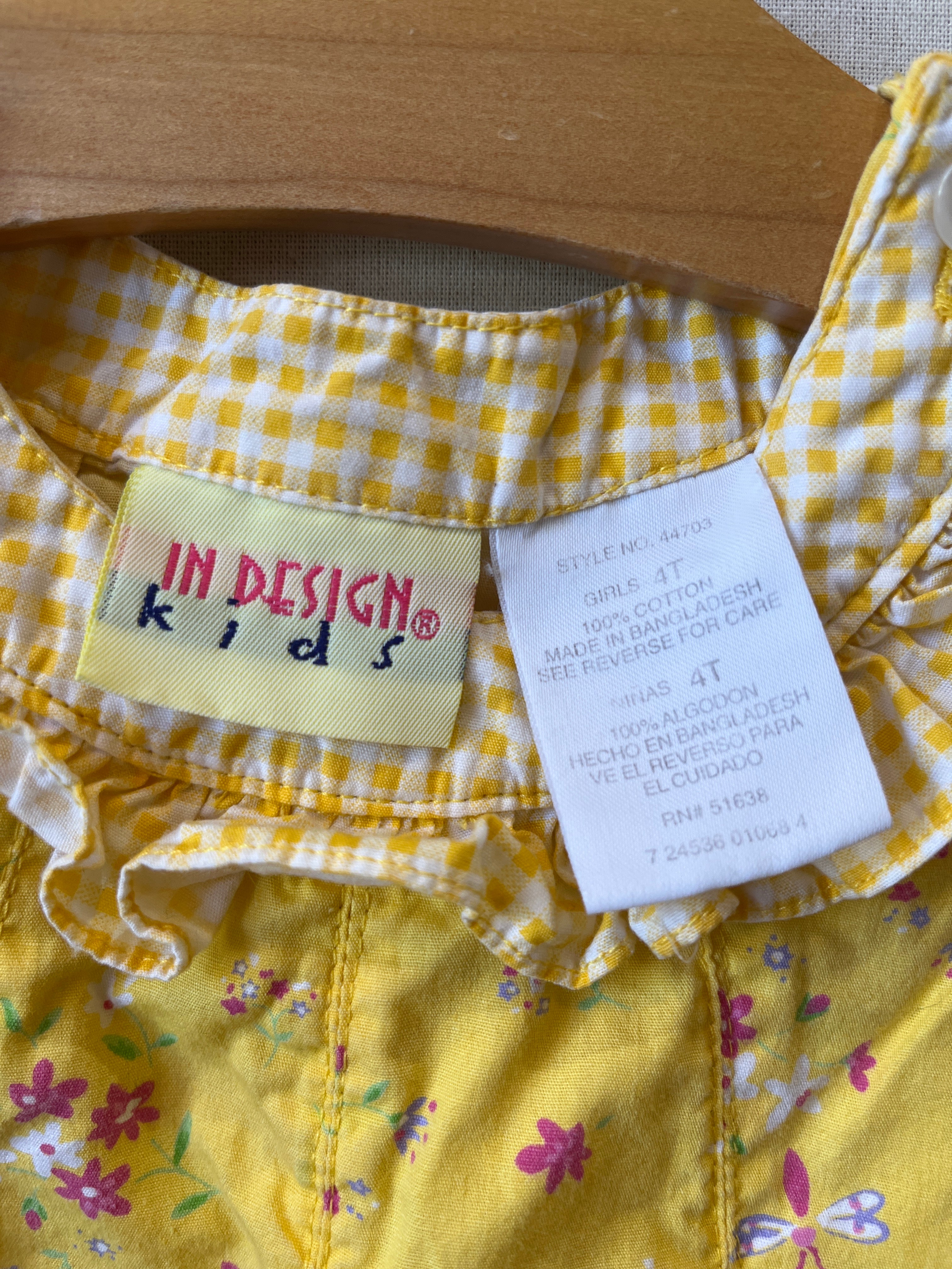 Vintage In Design Kids Yellow Floral Play Suit