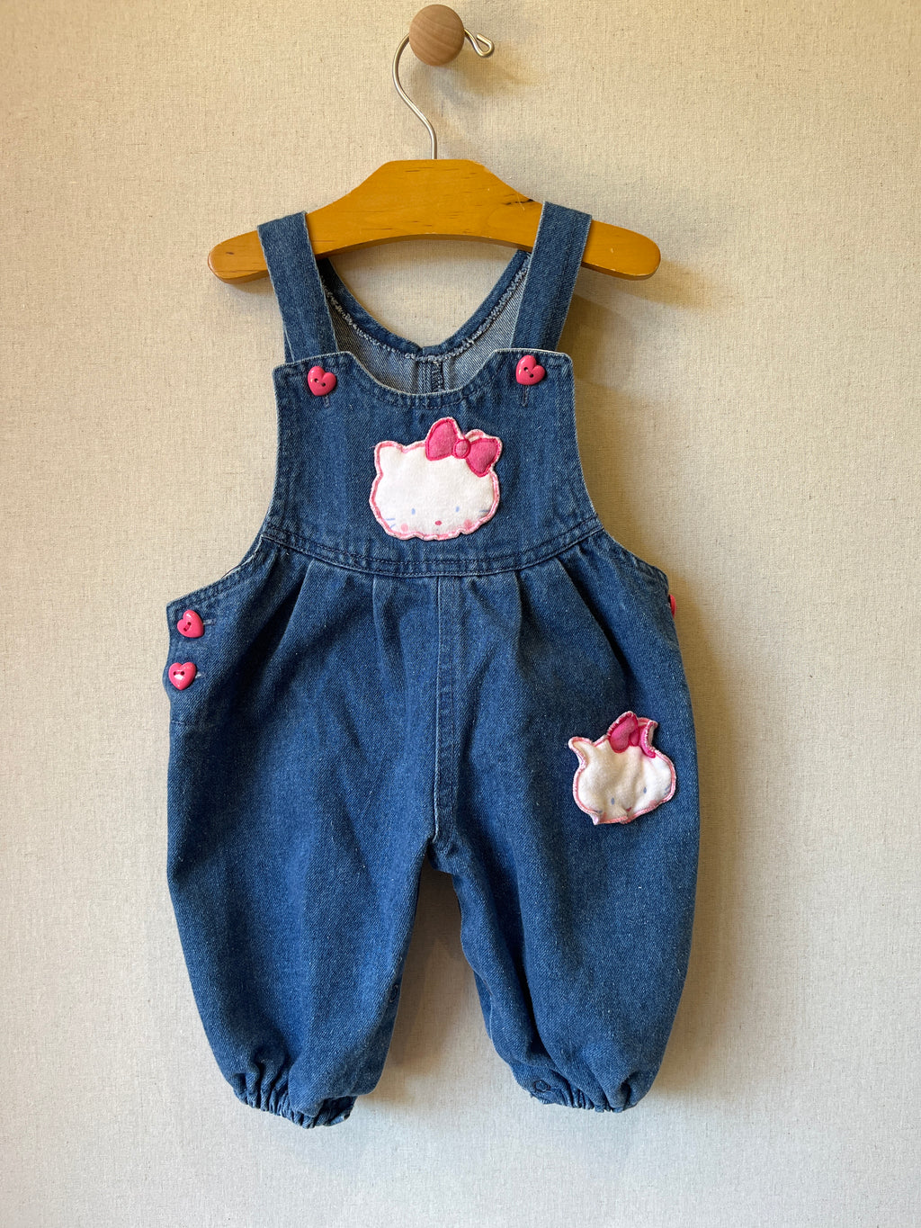 Vintage Hopscotch Kitty Denim Overalls