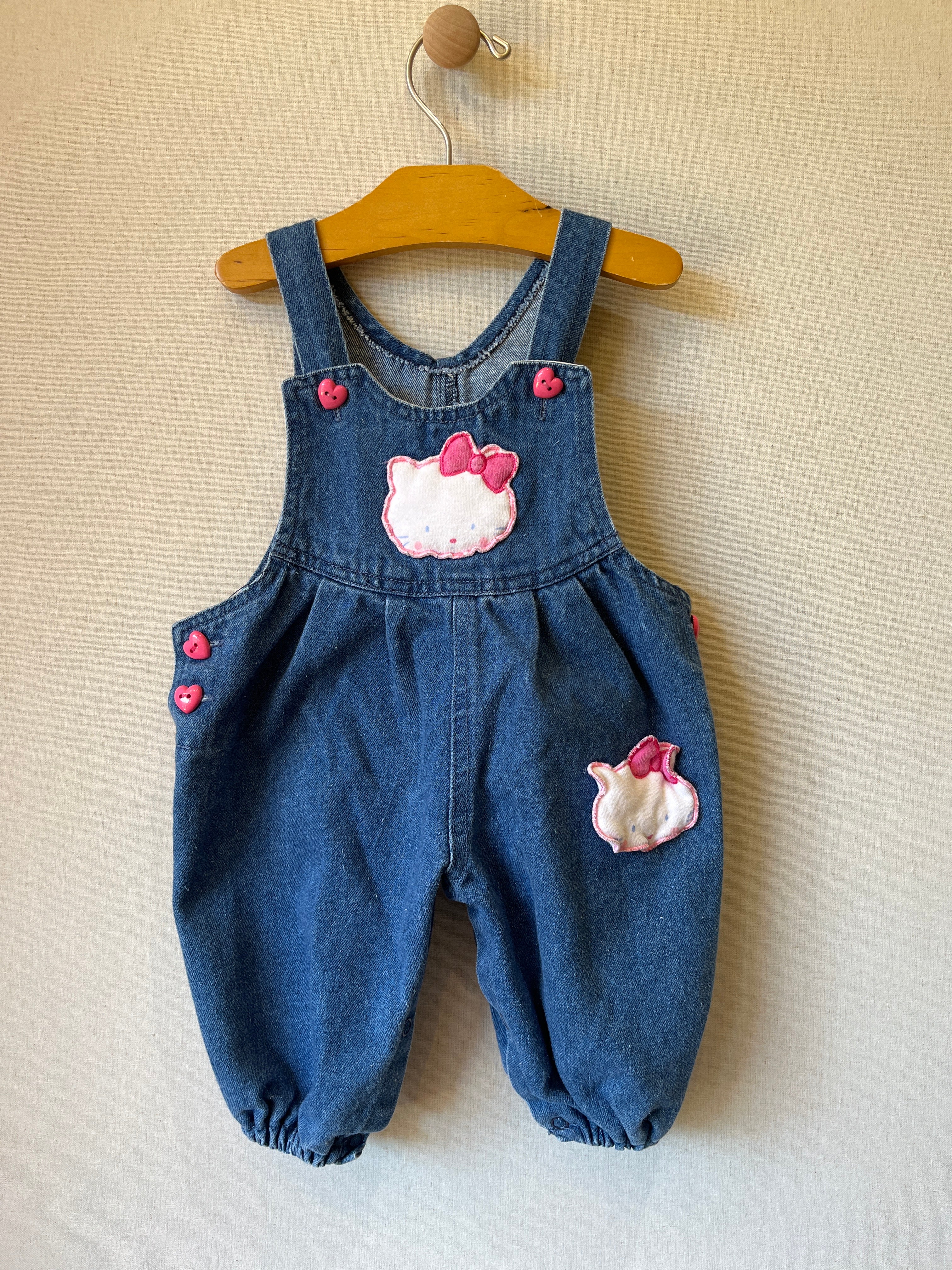 Vintage Hopscotch Kitty Denim Overalls