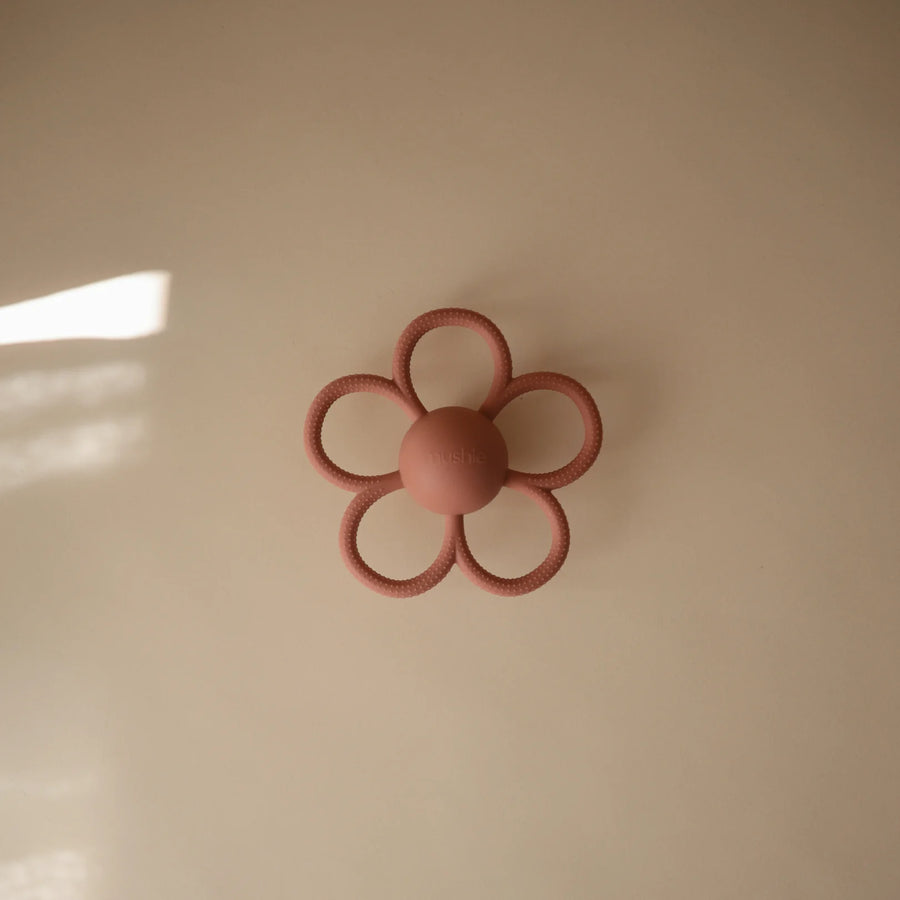 Dusty Rose Daisy Rattle Teether