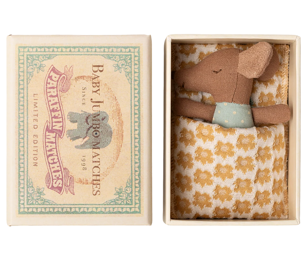 Blue Sleepy/Wakey Baby Mouse in Matchbox