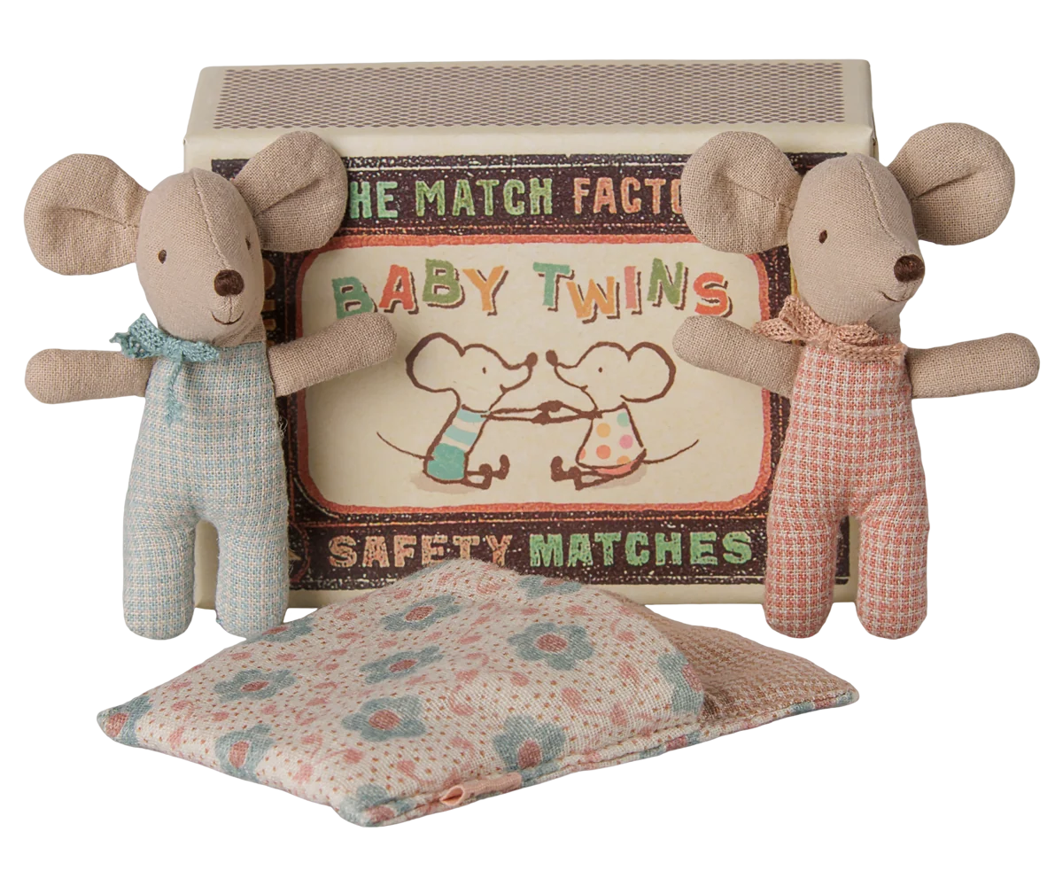 Baby Mice Twins in Matchbox - Checker