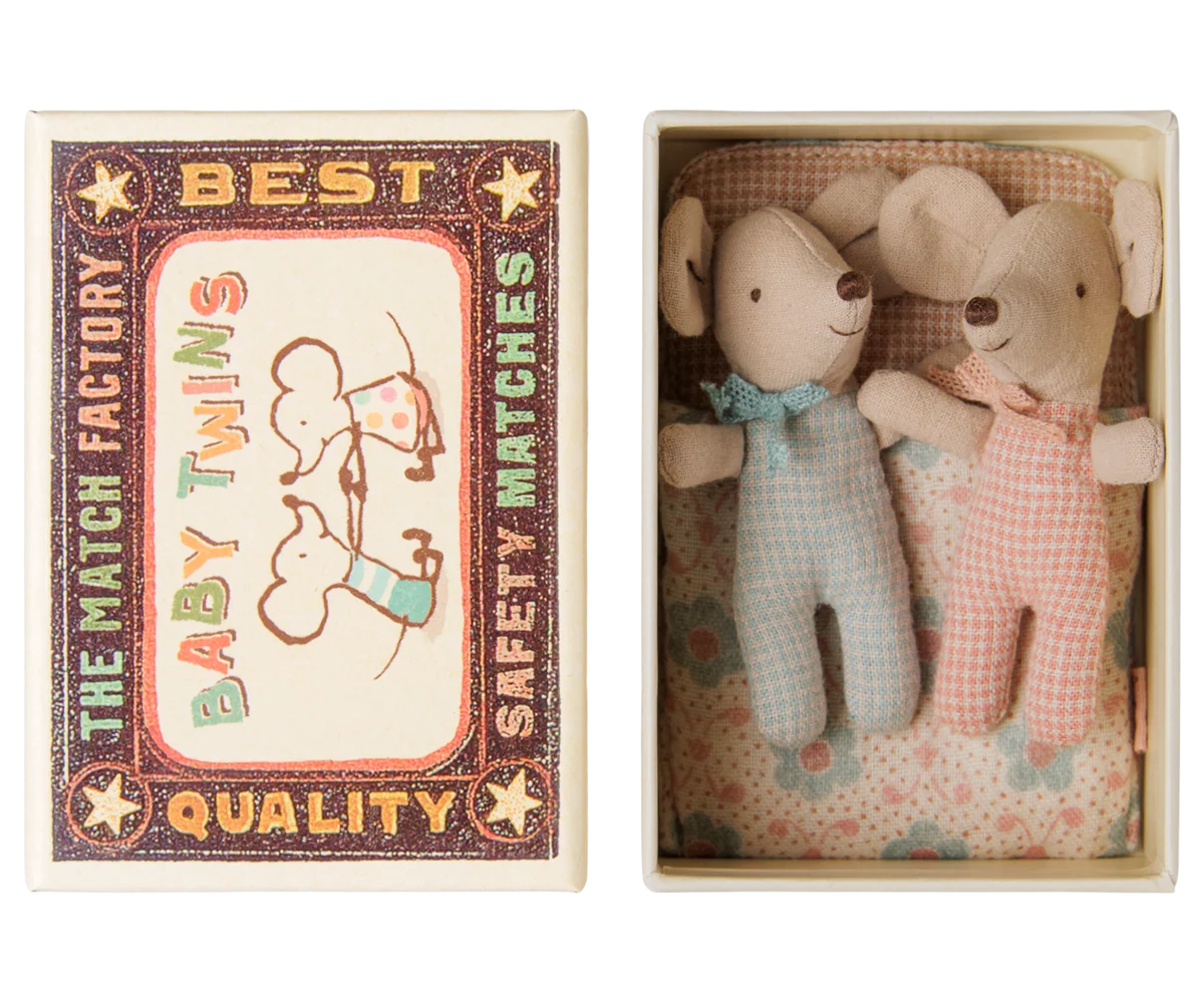 Baby Mice Twins in Matchbox - Checker