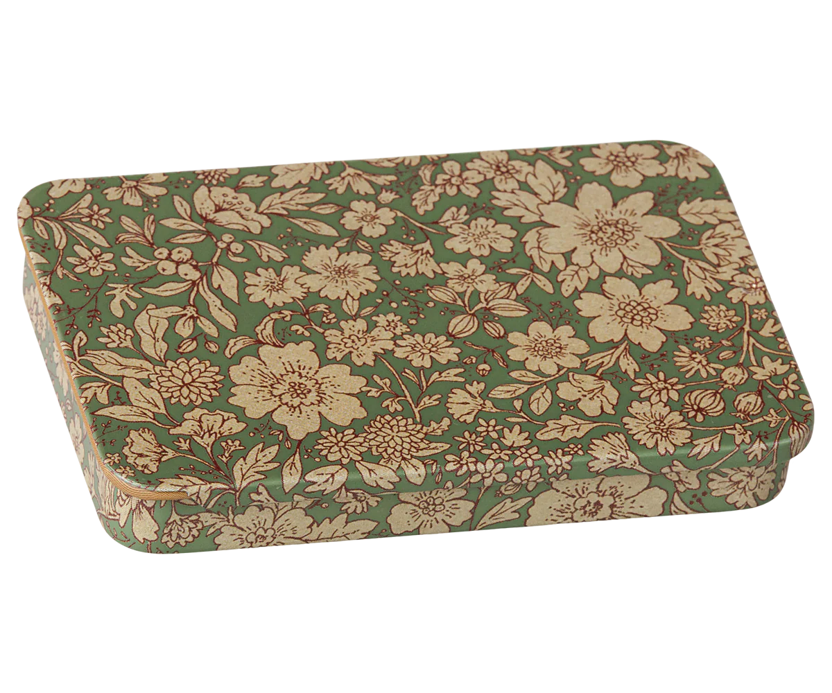 Blue Blossom Sliding Lid Metal Box