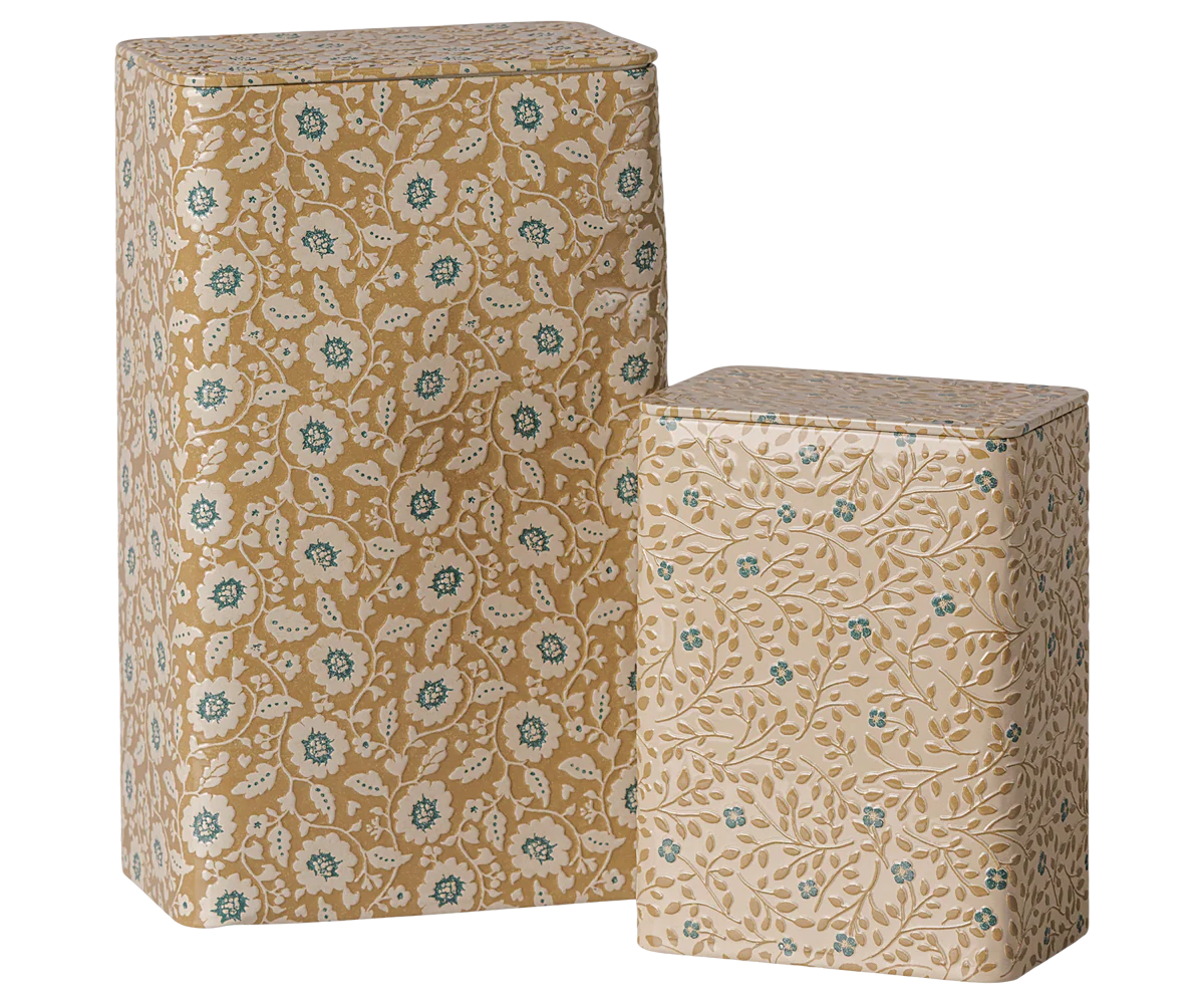 Blue & Ocher Flowers Metal Box Set {Expected Early September}