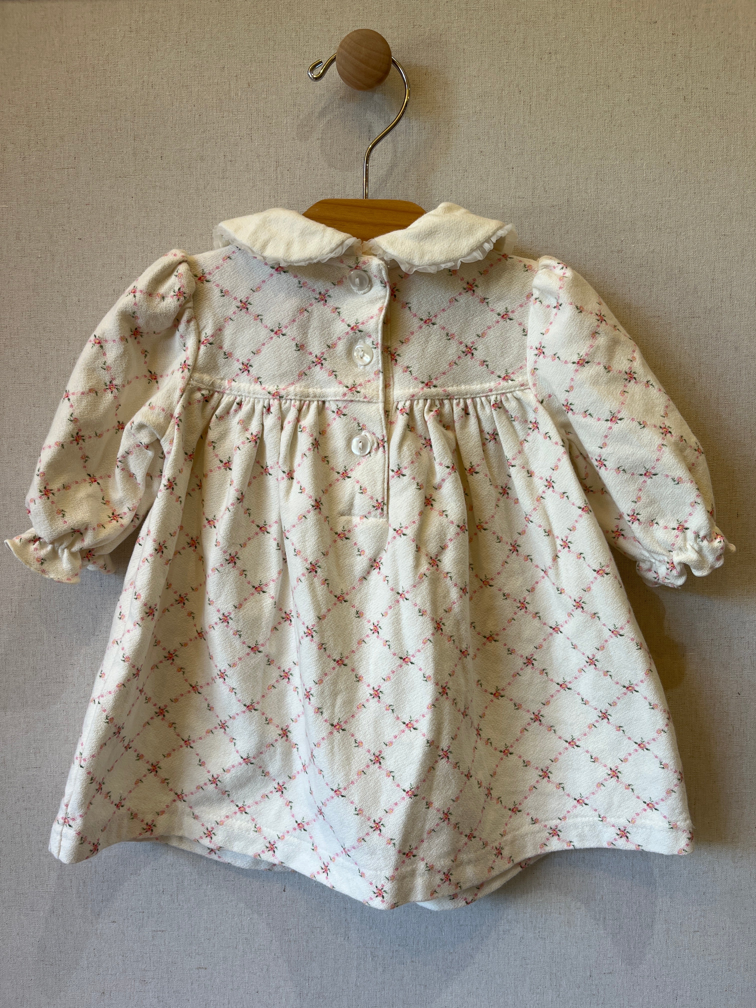 Vintage Laura Ashley Girls Rosette Grid Nightgown