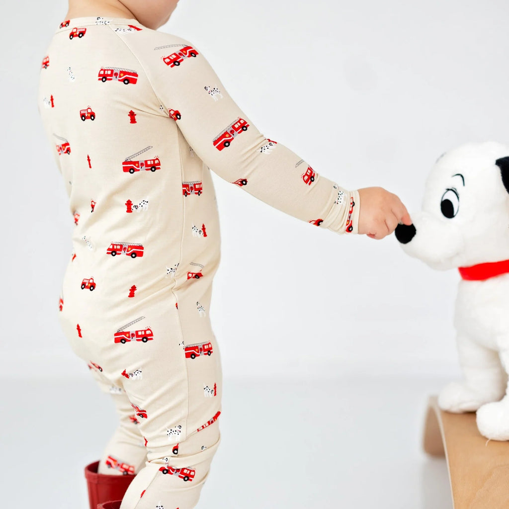 Firetrucks Zip Romper
