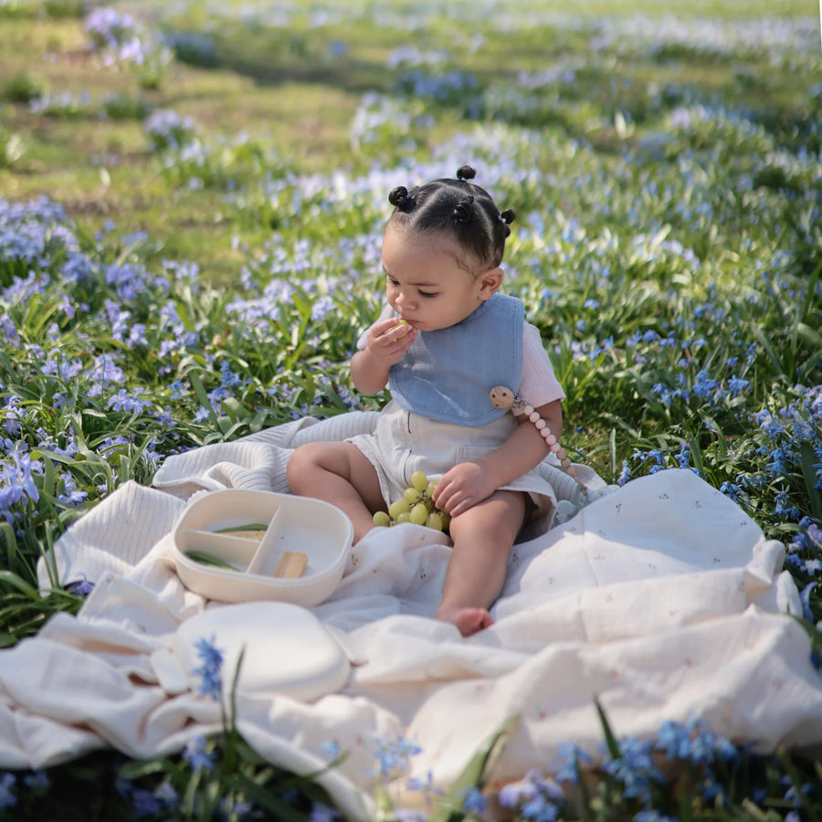 Organic Cotton Muslin Bibs - Tradewinds & Baby Blue