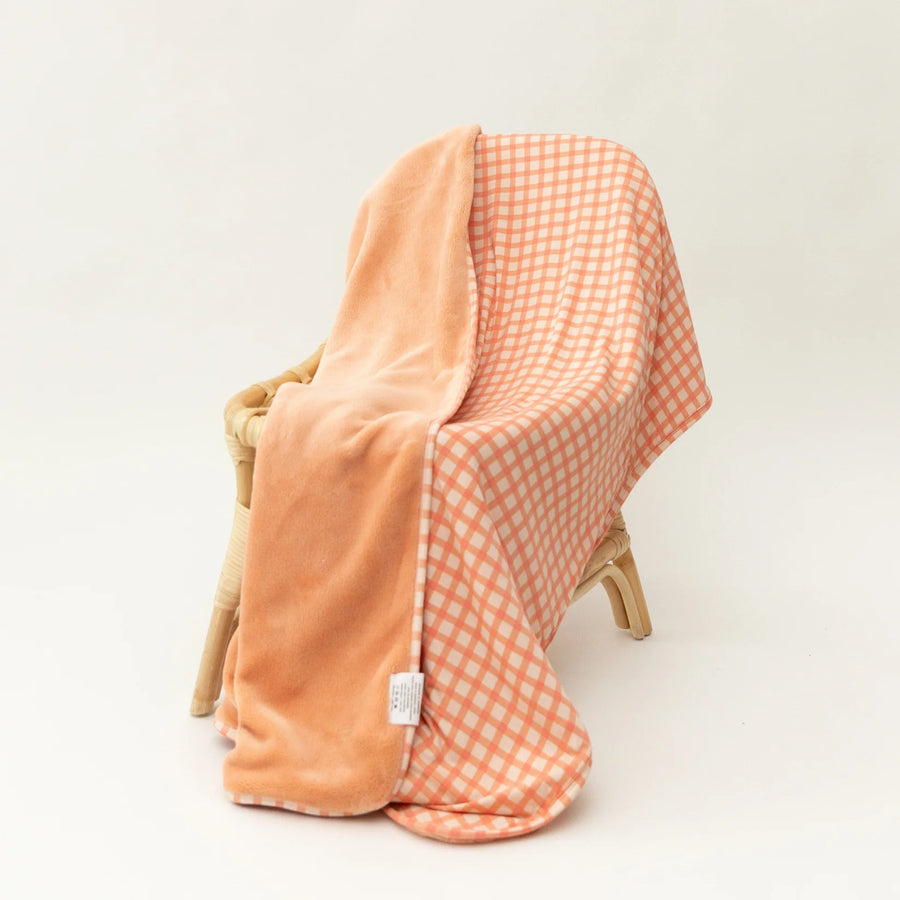 Coral Gingham Toddler Blanket