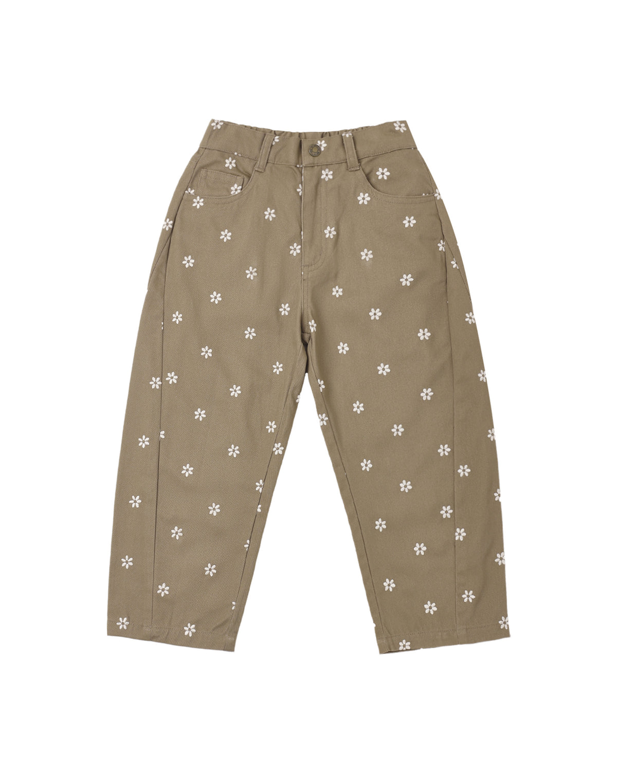 Embroidered Daisies Barrel Pant